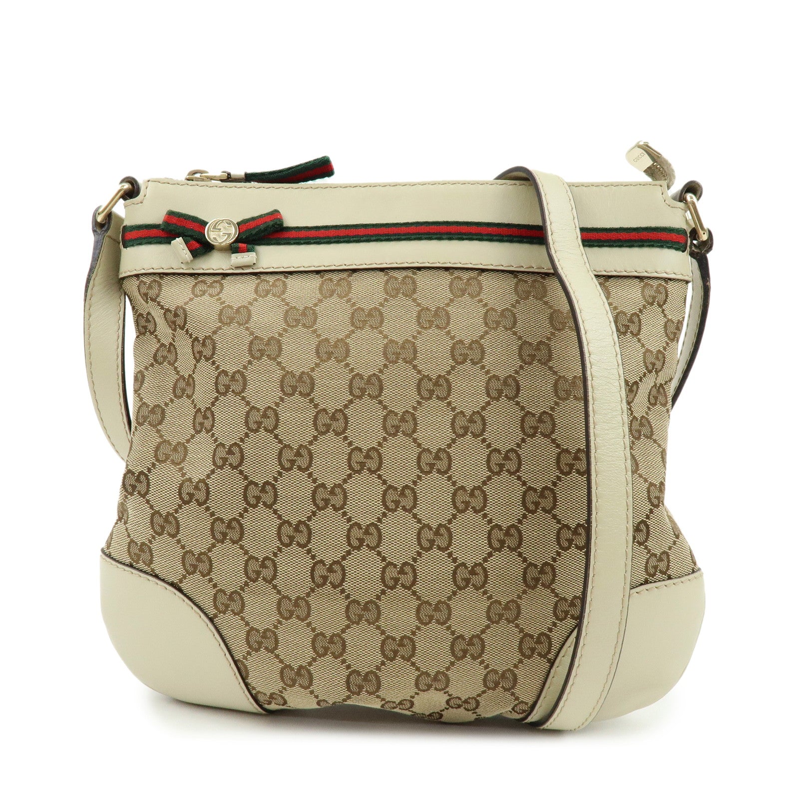 GUCCI Mayfair Sherry GG Canvas Leather Shoulder Bag Beige 257065