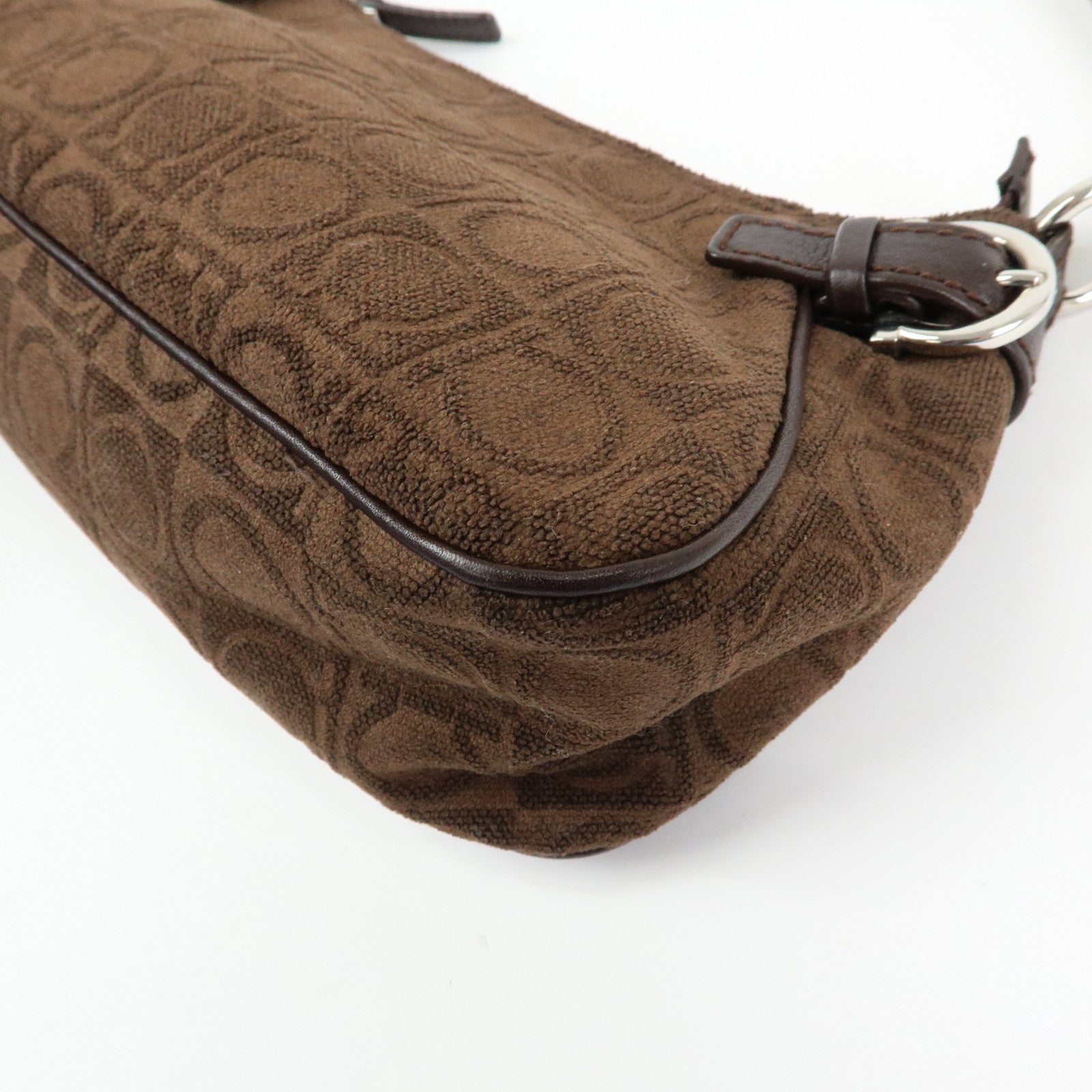 Ferragamo Ganchini Pile Leather Shoulder Bag Hand Bag Brown