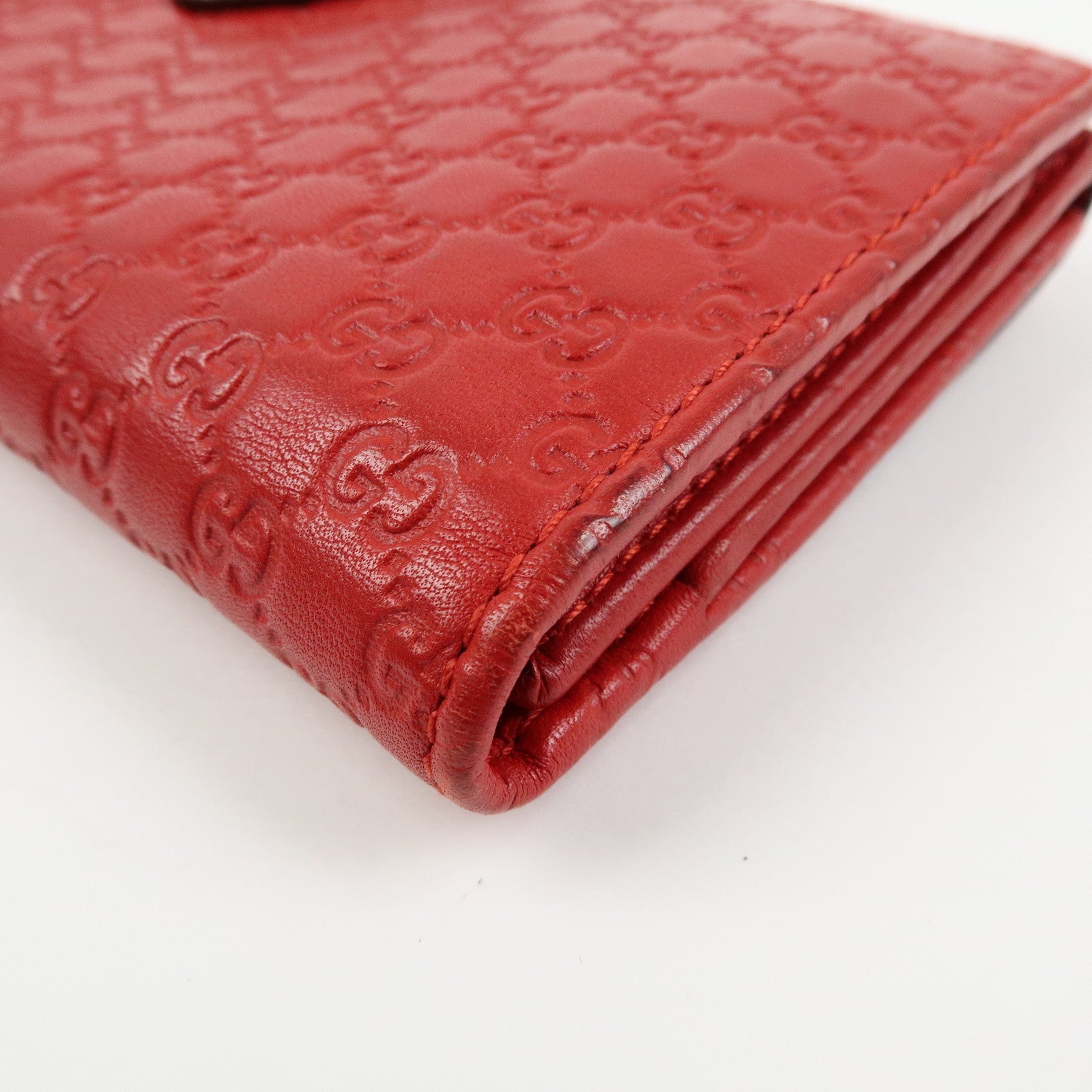 GUCCI Lovely Heart Microguccissima Leather Long Wallet Red 203550