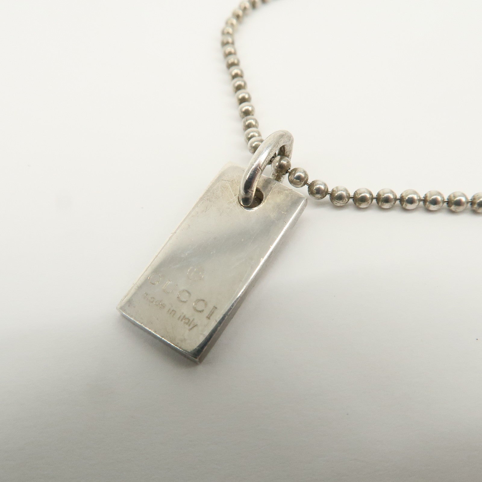 GUCCI Ball Chain Rectangle Charm Bracelet SV925 Silver