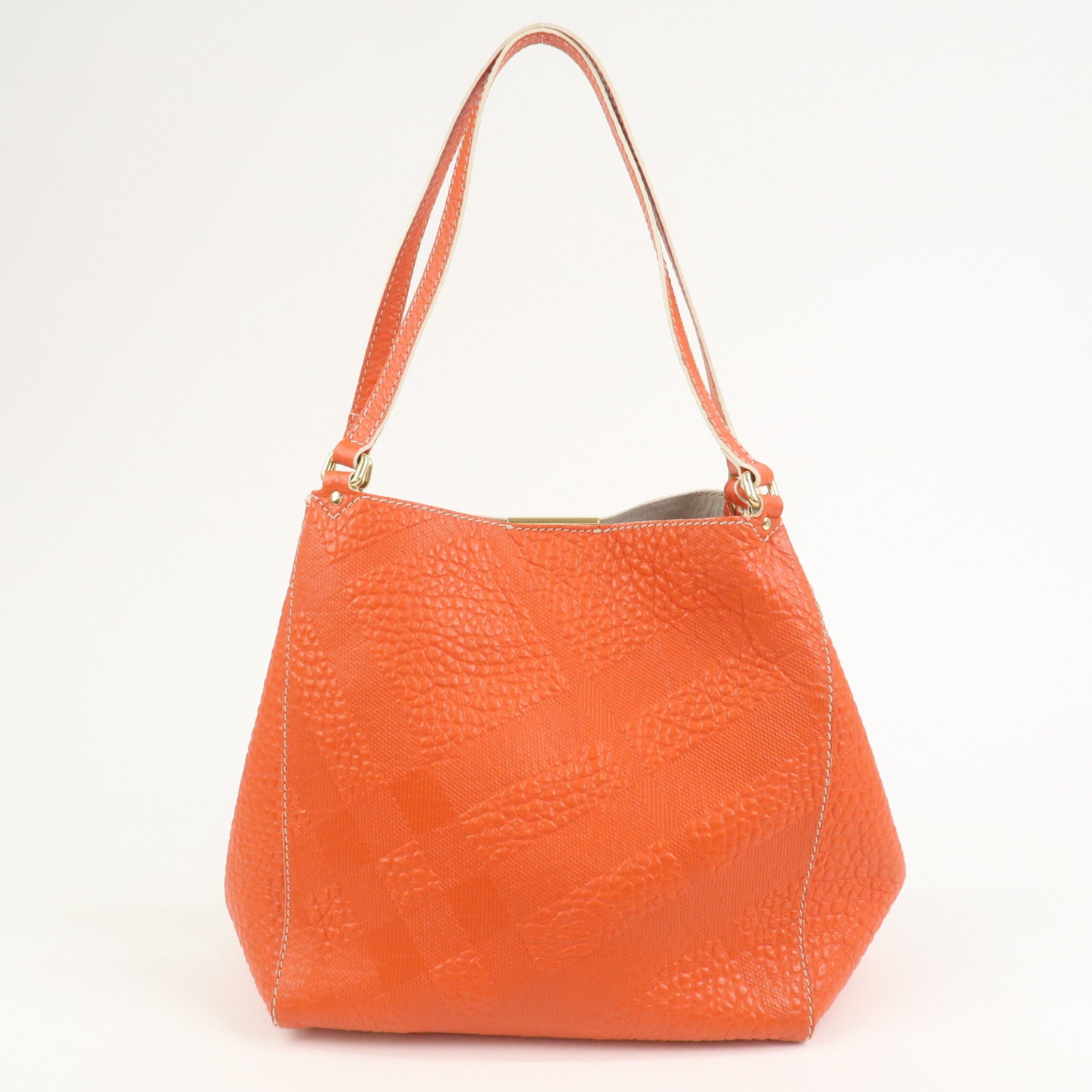 BURBERRY Logo Leather Shoulder Bag Hand Bag Orange