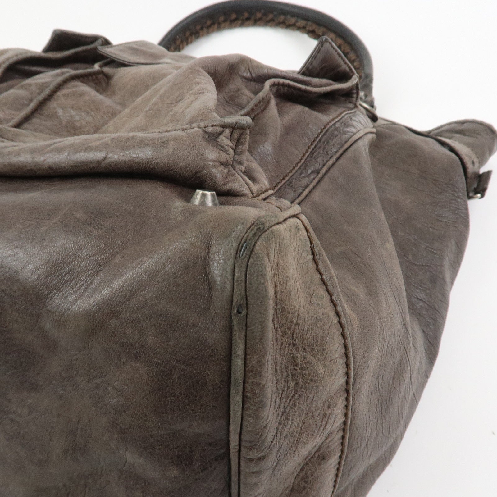 BALENCIAGA Rivacity Paper Bag Leather Tote Bag Brown 236084