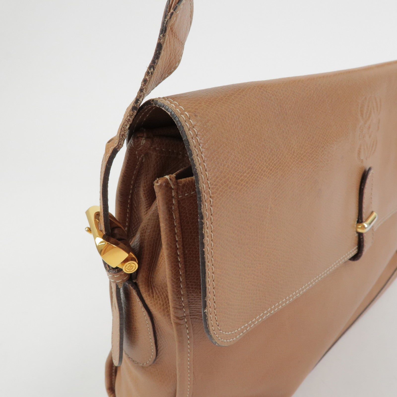 LOEWE Anagram Leather Shoulder Bag Crossbody Bag Brown