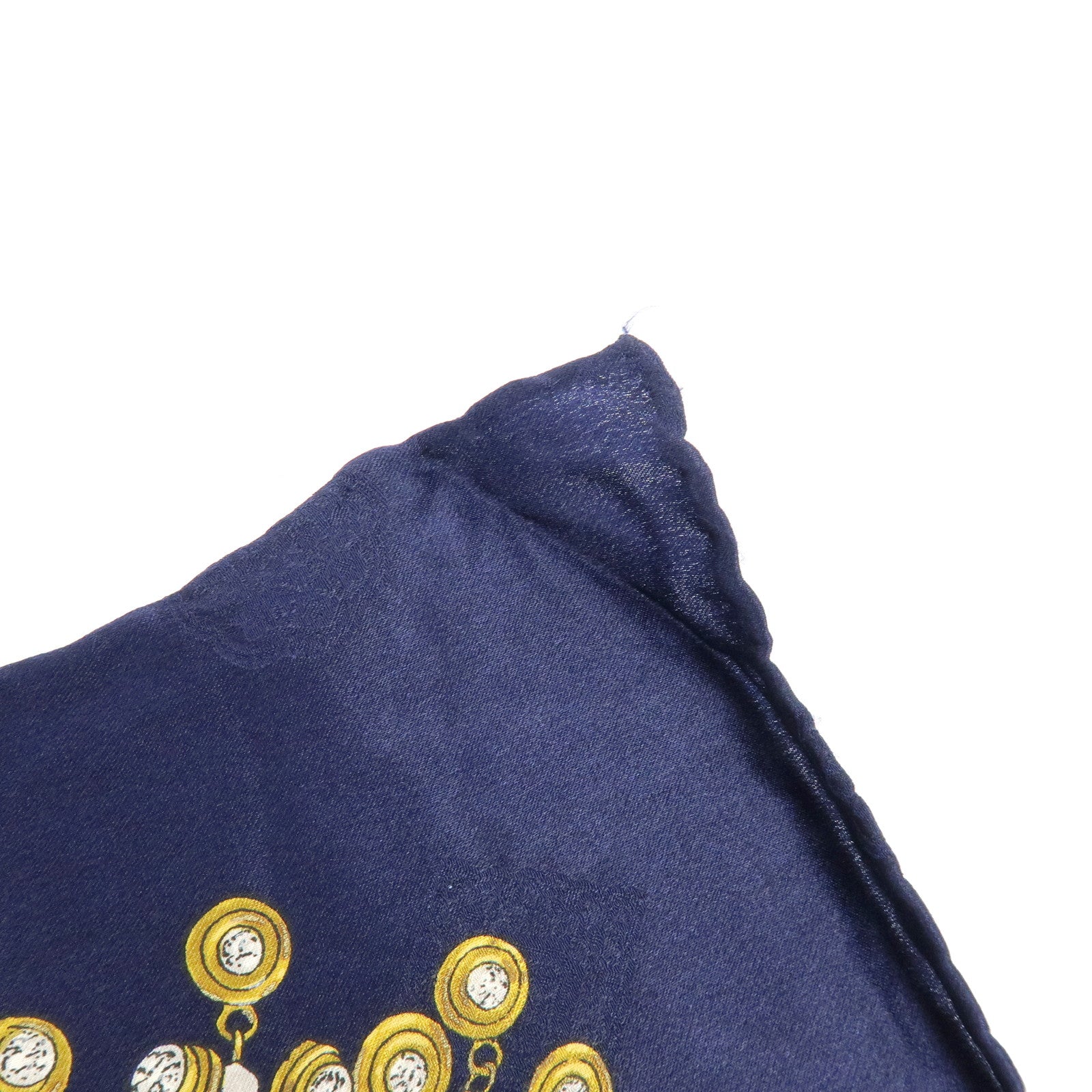 CHANEL Silk 100% Scarf Jewelry Motif Dark Navy Multicolor