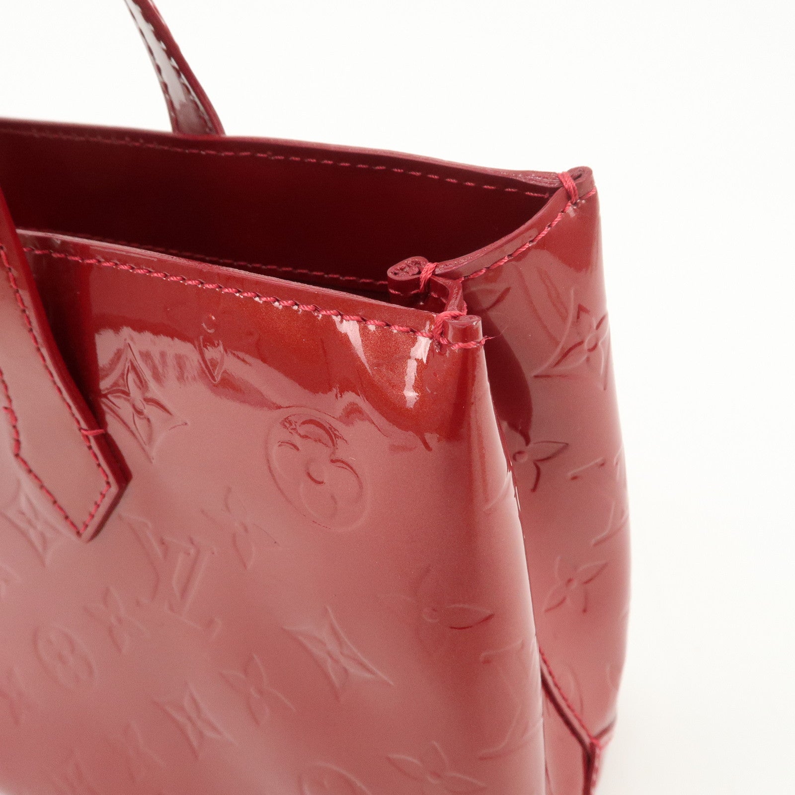 Louis Vuitton Monogram Vernis Wilshire PM Hand Bag Red M93642