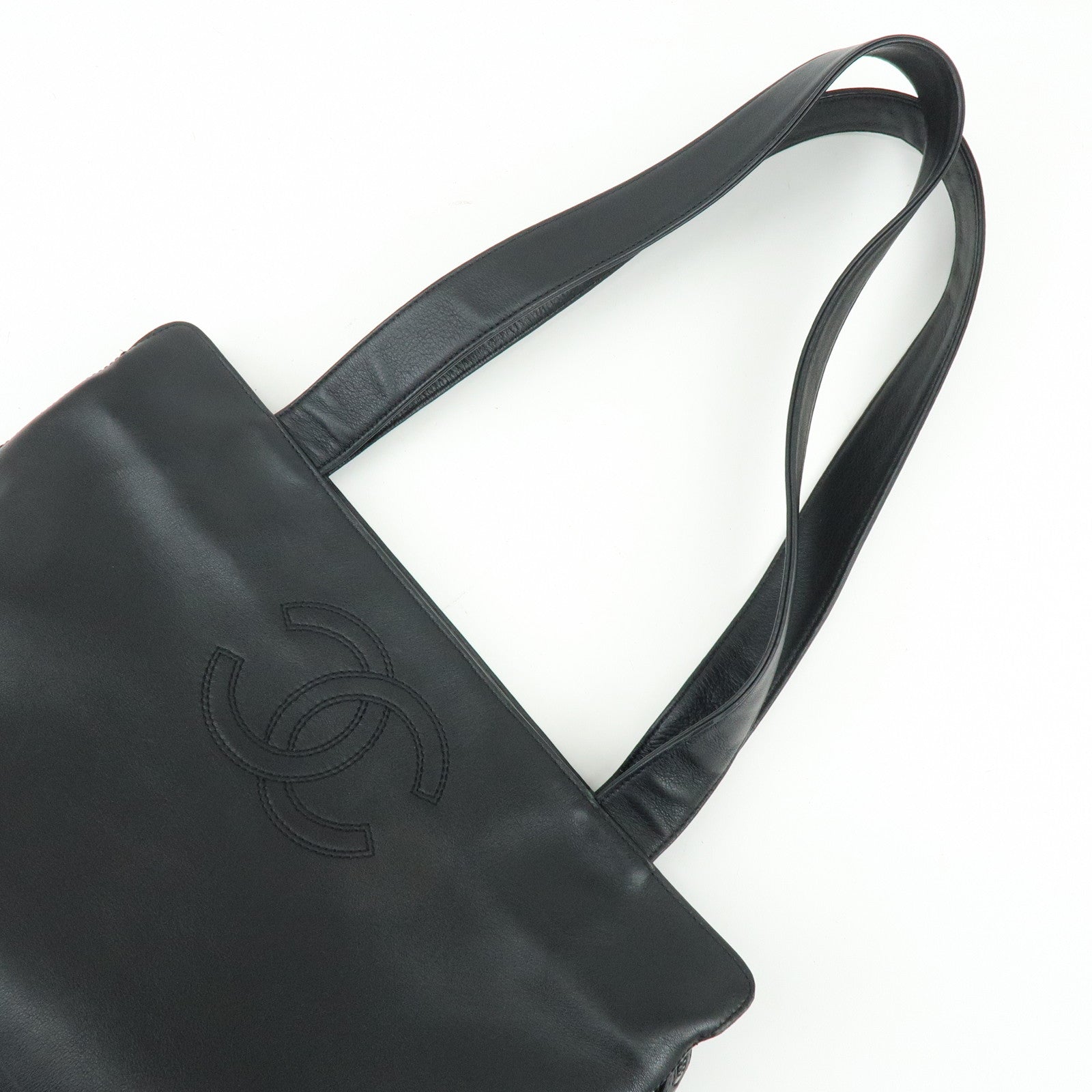 CHANEL COCO Mark Calf Leather Tote Bag Shoulder Bag Black A14305