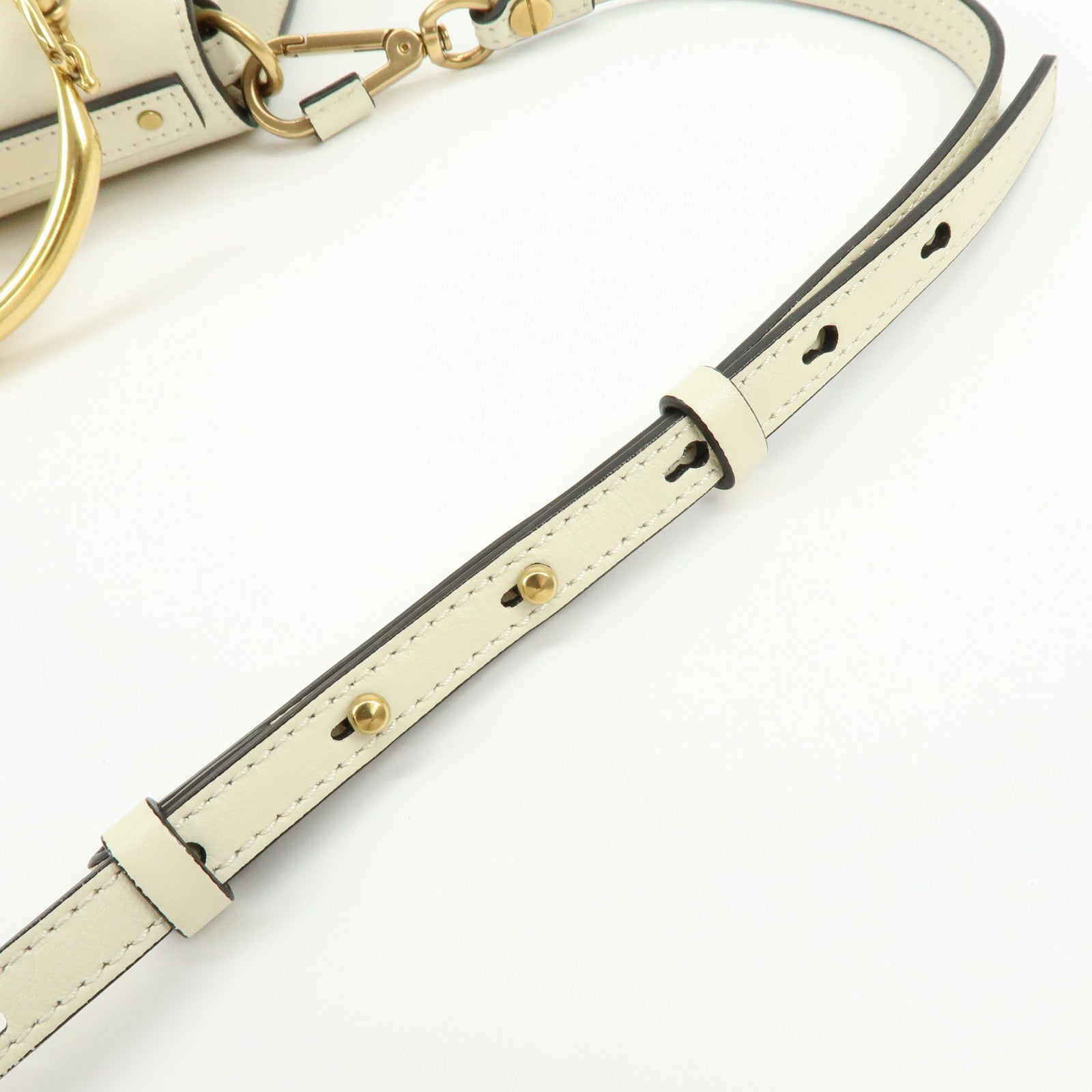 Chloe Nile Leather Suede 2Way Hand Bag Shoulder Bag White