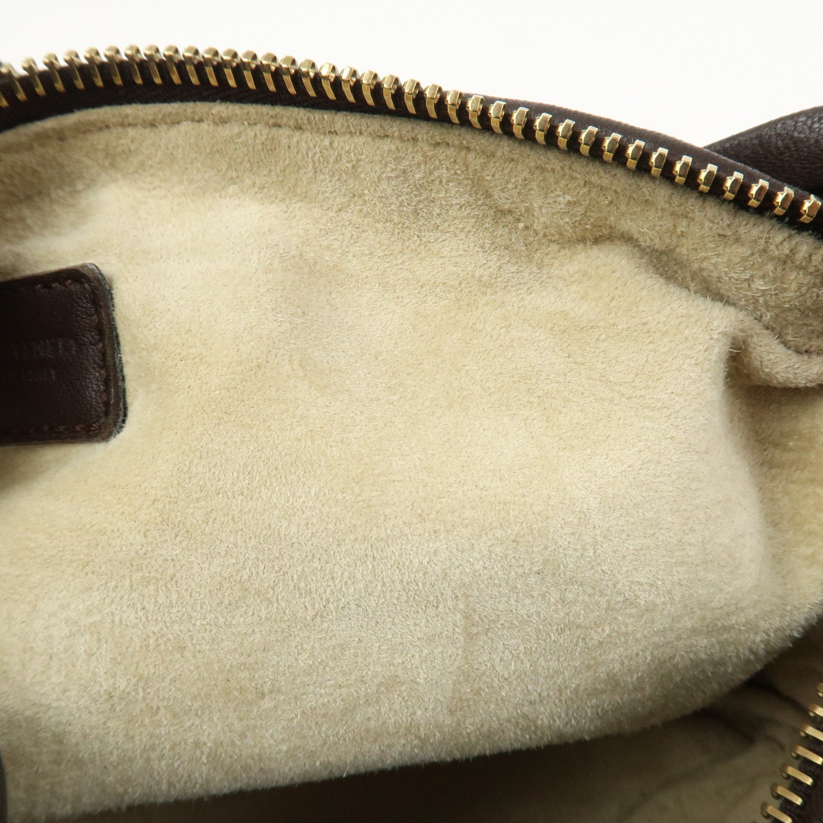 BOTTEGA VENETA Intrecciato Lamb Skin Hand Bag Boston Bag Dark Brown