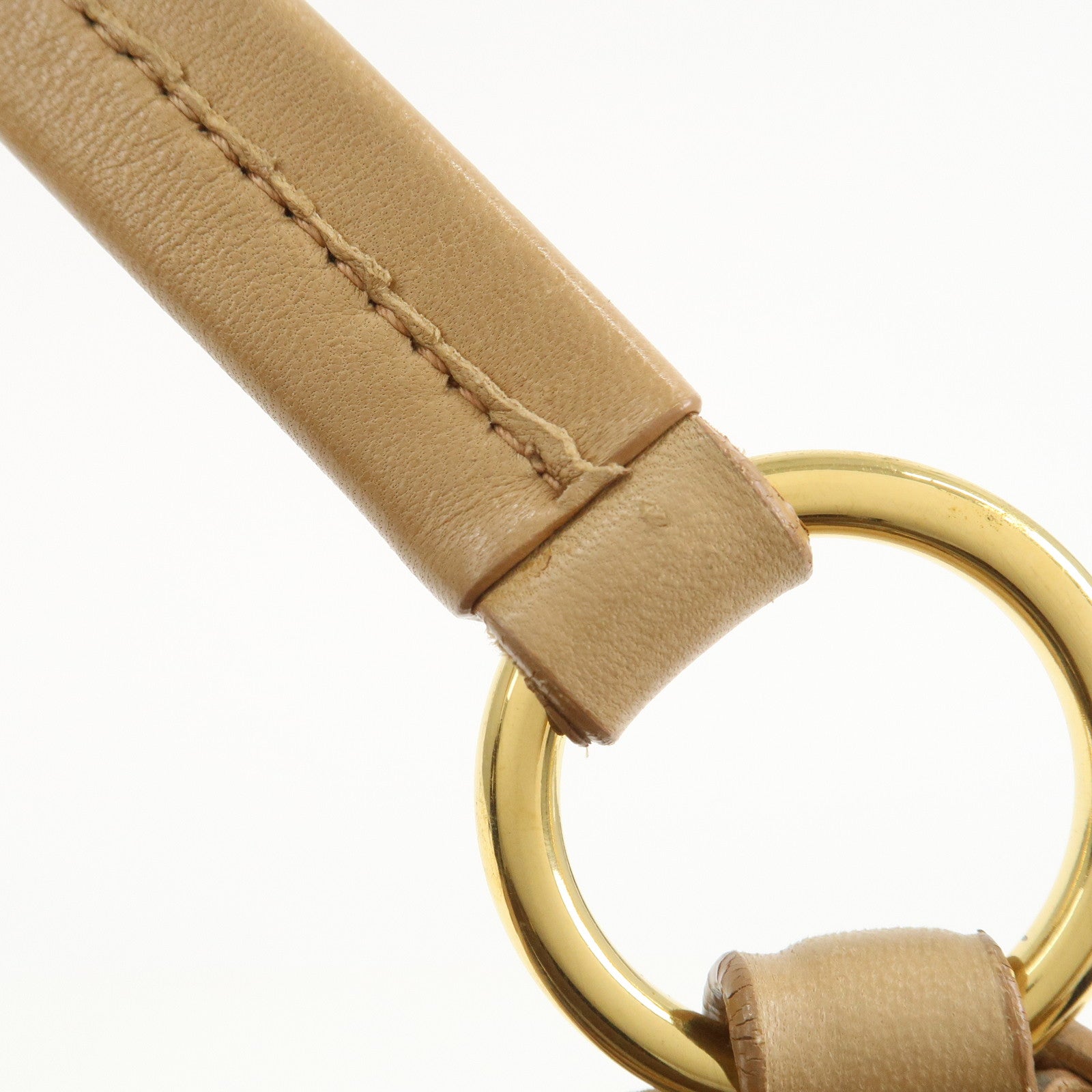 MIU MIU Logo Leather Shoulder Bag Hand Bag Light Brown RR1378