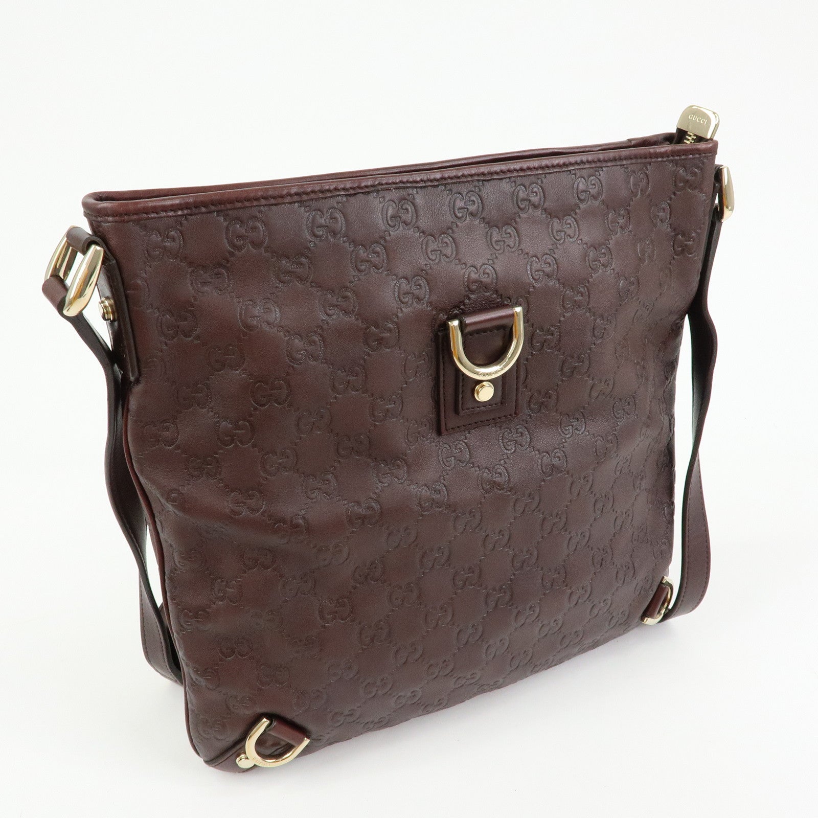 GUCCI Abbey Guccissima Leather Shoulder Bag Dark Brown 131326