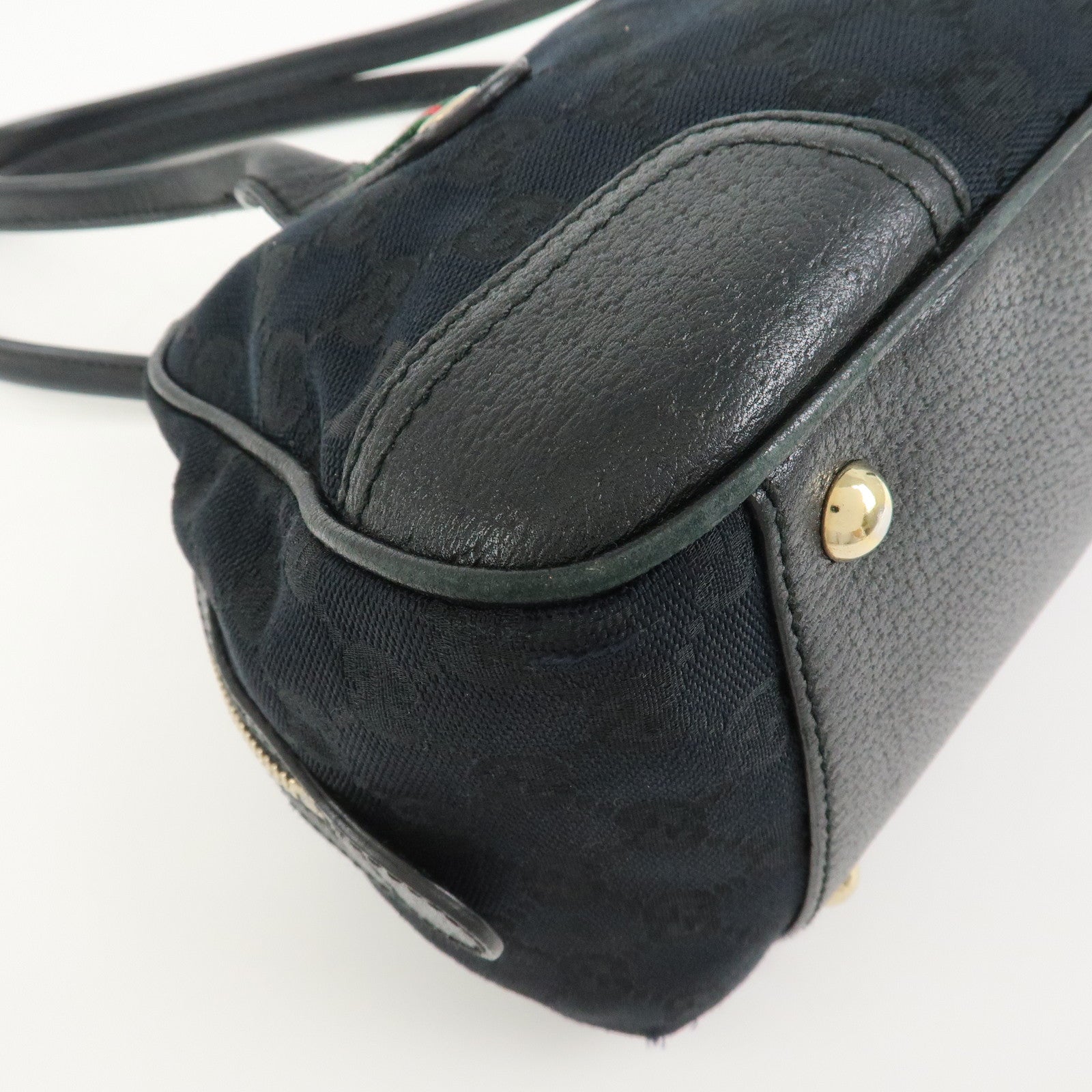 GUCCI Princy Sherry GG Canvas Leather Boston Bag Black 161720