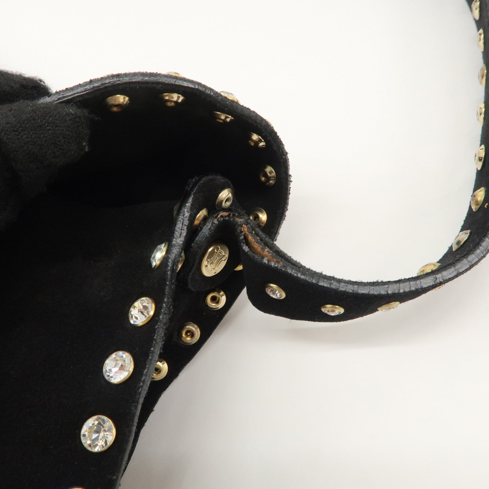 CELINE Paulbot Suede Shoulder Bag Hand Bag Black Used