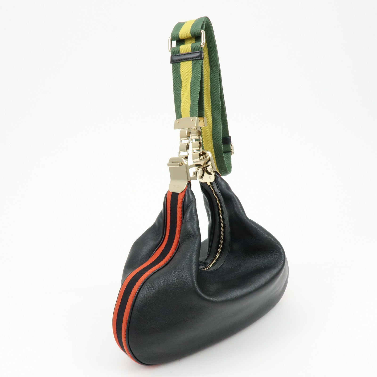 GUCCI Attache Leather Shoulder Bag Crossbody Bag Black 702823