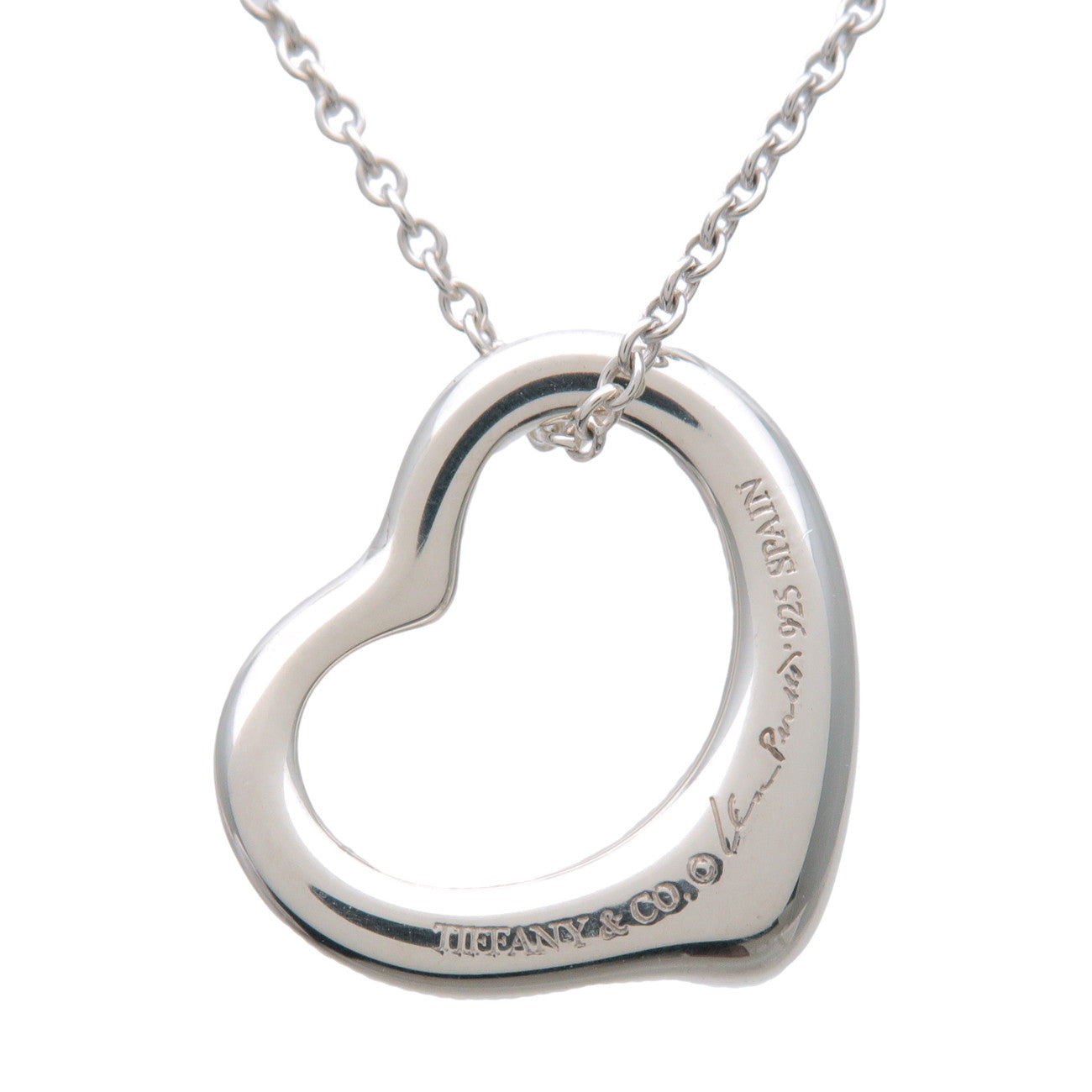 Tiffany & Co Open Heart Necklace 15MM SV925 Silver