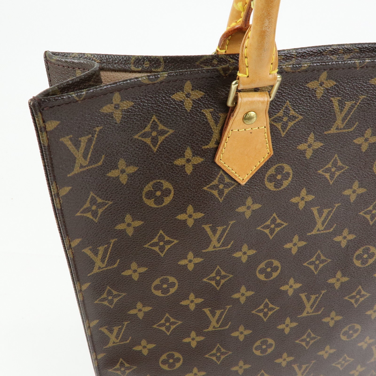 Louis Vuitton Monogram Sac Plat Tote Bag Hand Bag Brown M51140