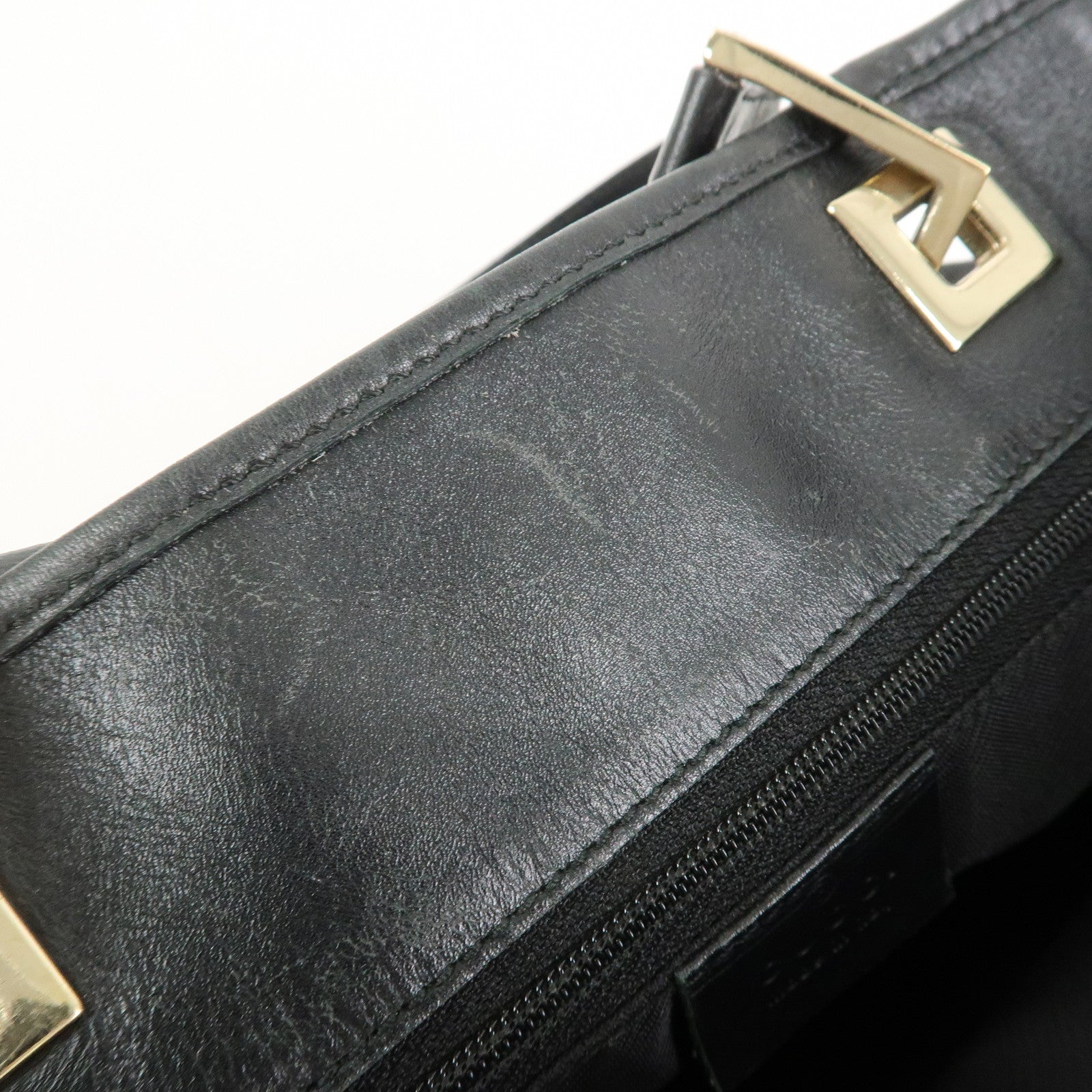 GUCCI GG Canvas Leather Tote Bag Hand Bag Black 002・1098