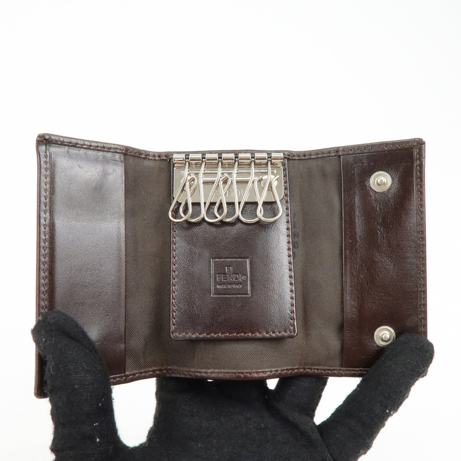 FENDI Zucca Zucchino Set of 3 Key Case Coin Case Brown Black