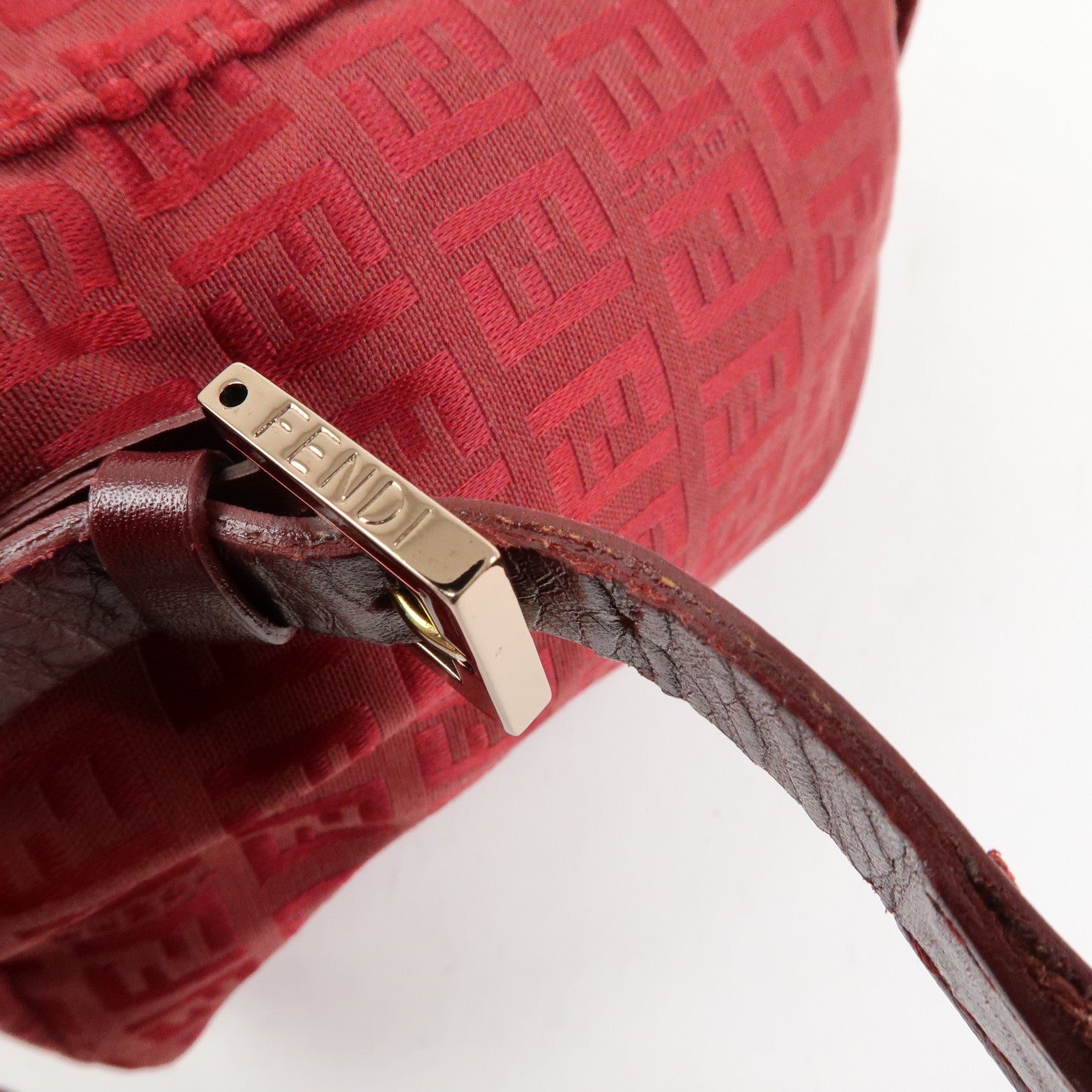 FENDI  Zucchino Canvas Leather Backpack Rucksuck Red 8BZ001