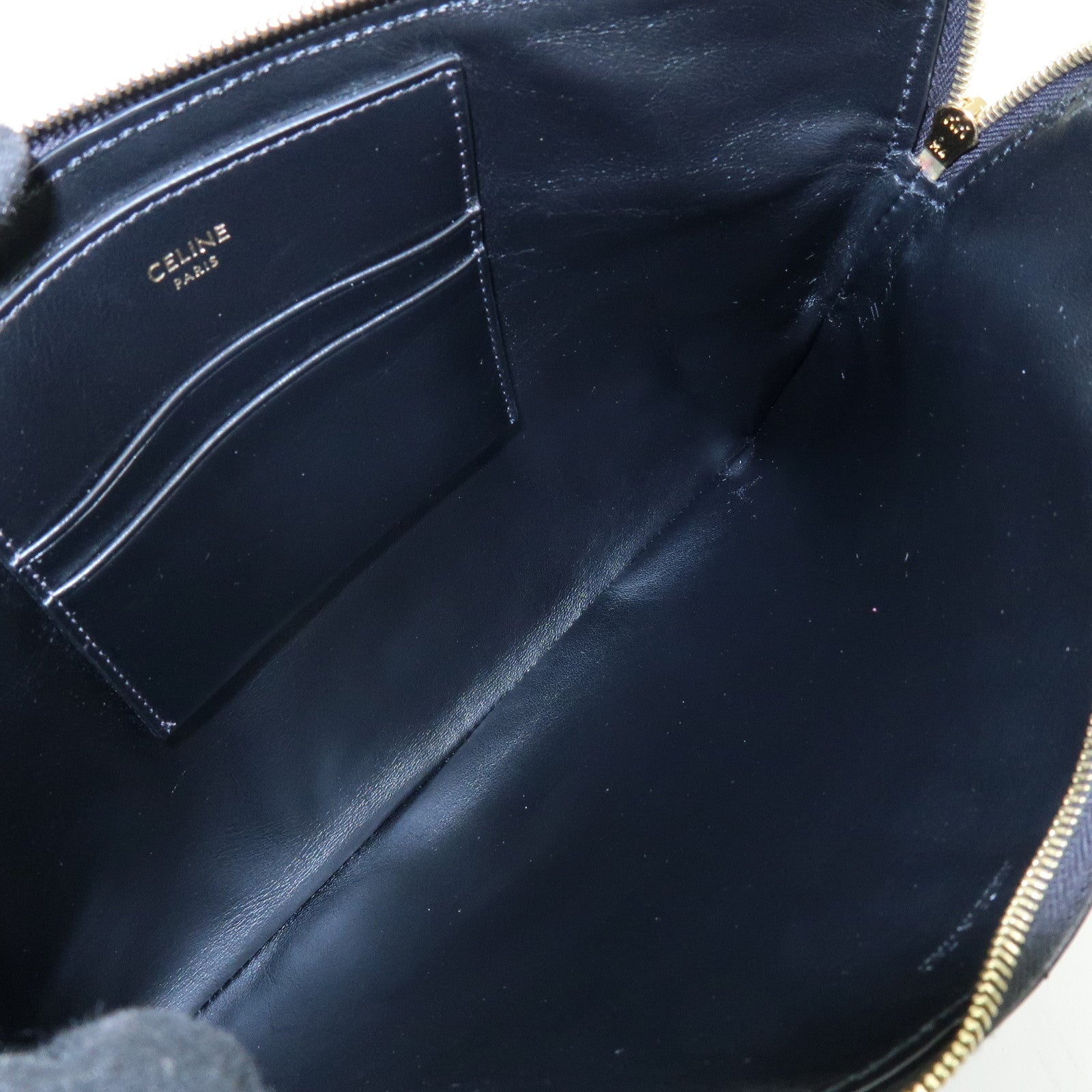 CELINE C Charm Leather Clutch Bag Pouch Black