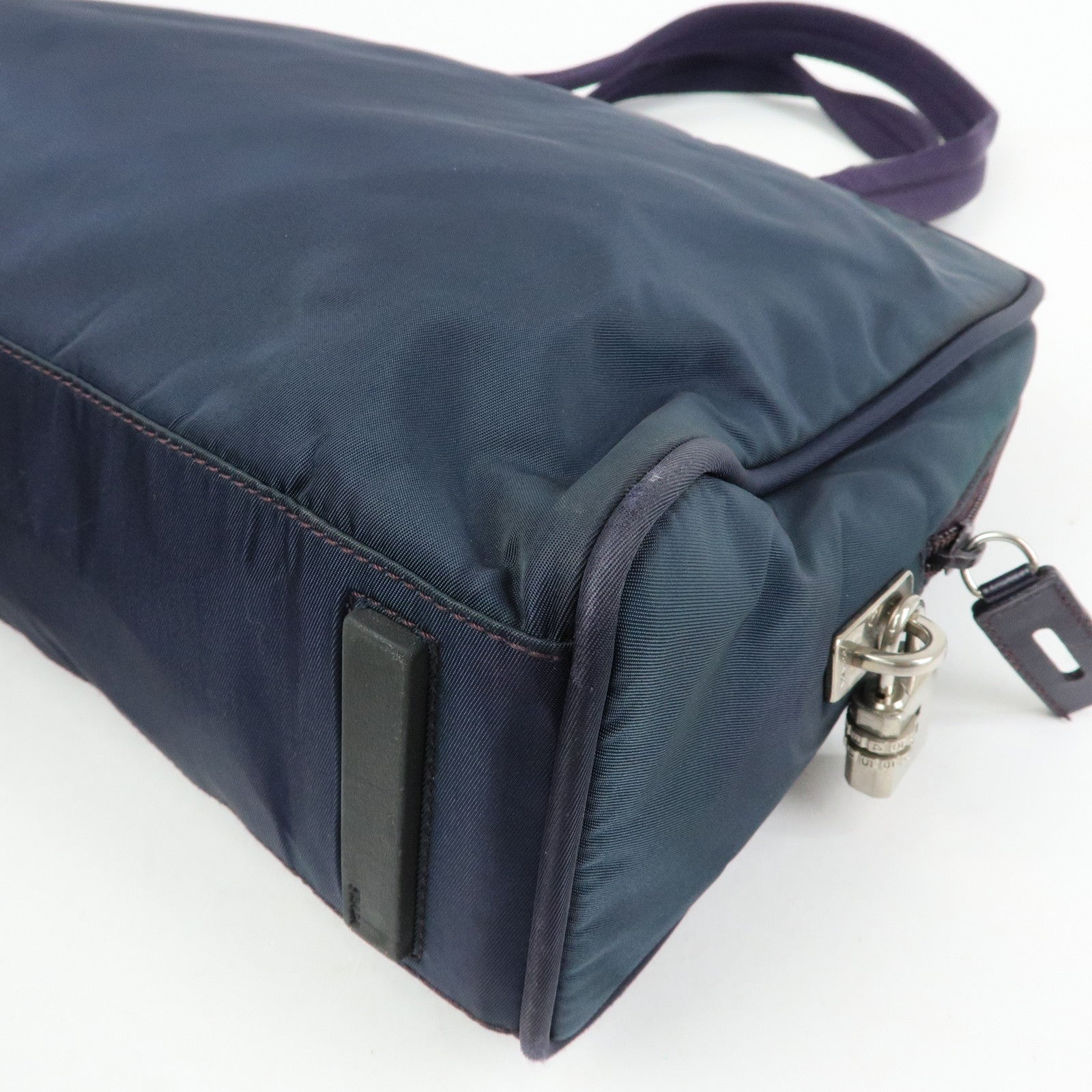 PRADA Triangle Logo Nylon Tote Bag Hand Bag Shoulder Bag Purple