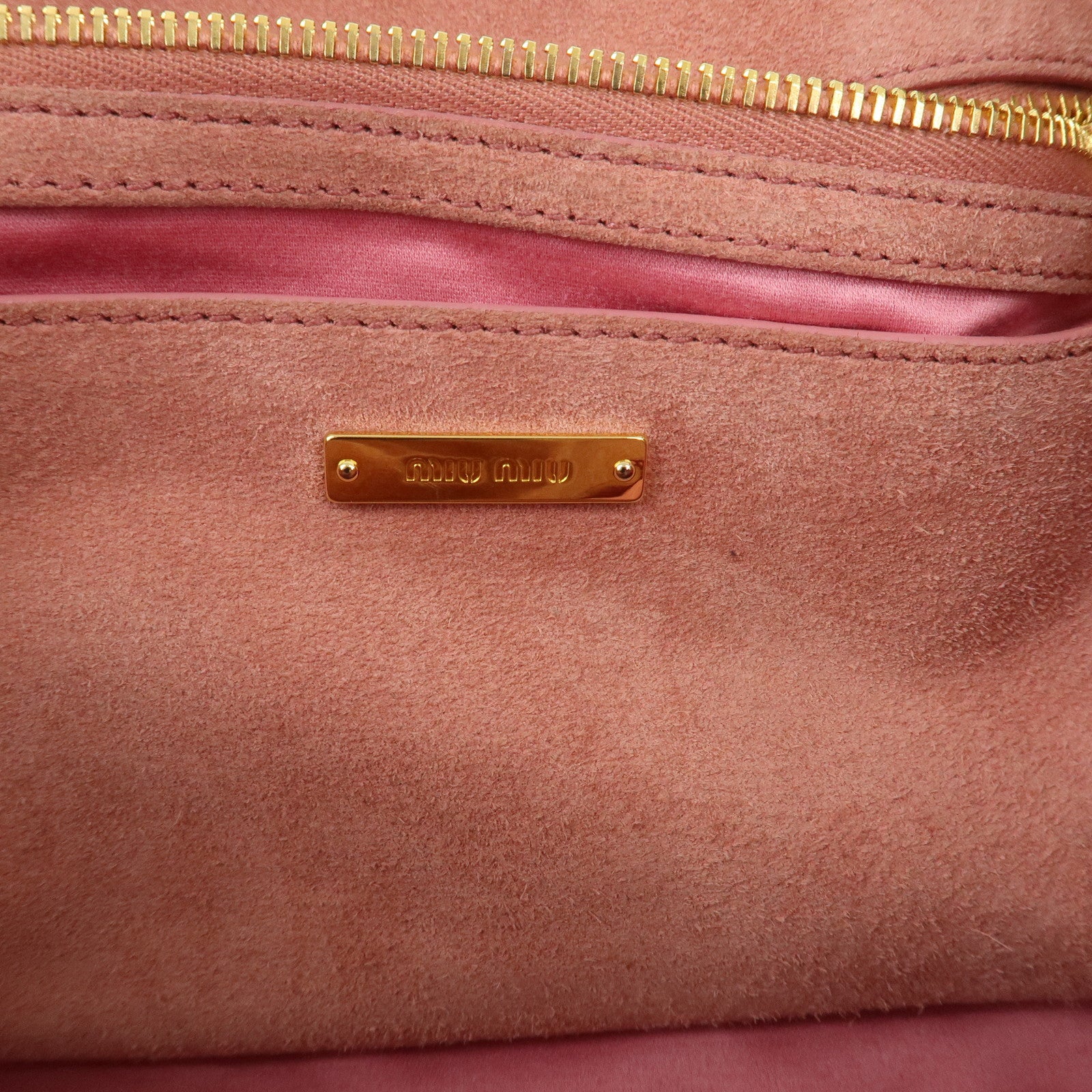 MIU MIU Madras Logo Leather 2WAY Bag Shoulder Bag Hand Bag 5BB016