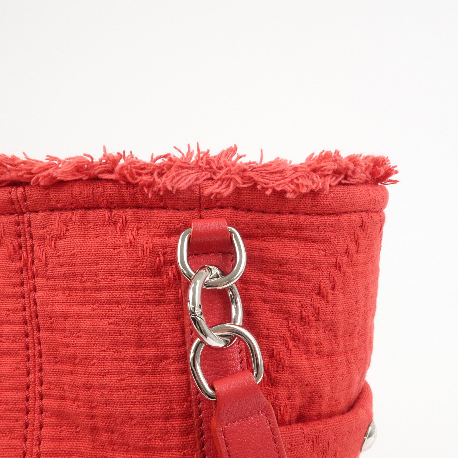 CHANEL COCO Mark Canvas Calf Leather Shopping Bag Large Red A57168