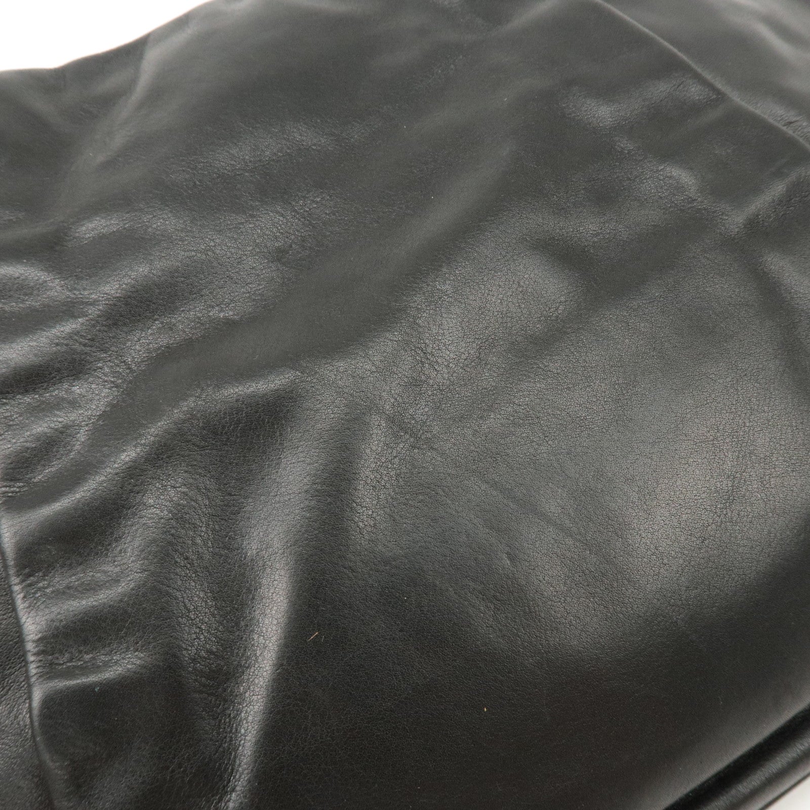 PRADA Logo Leather Shoulder Bag Hand Bag Black BR4930 Used