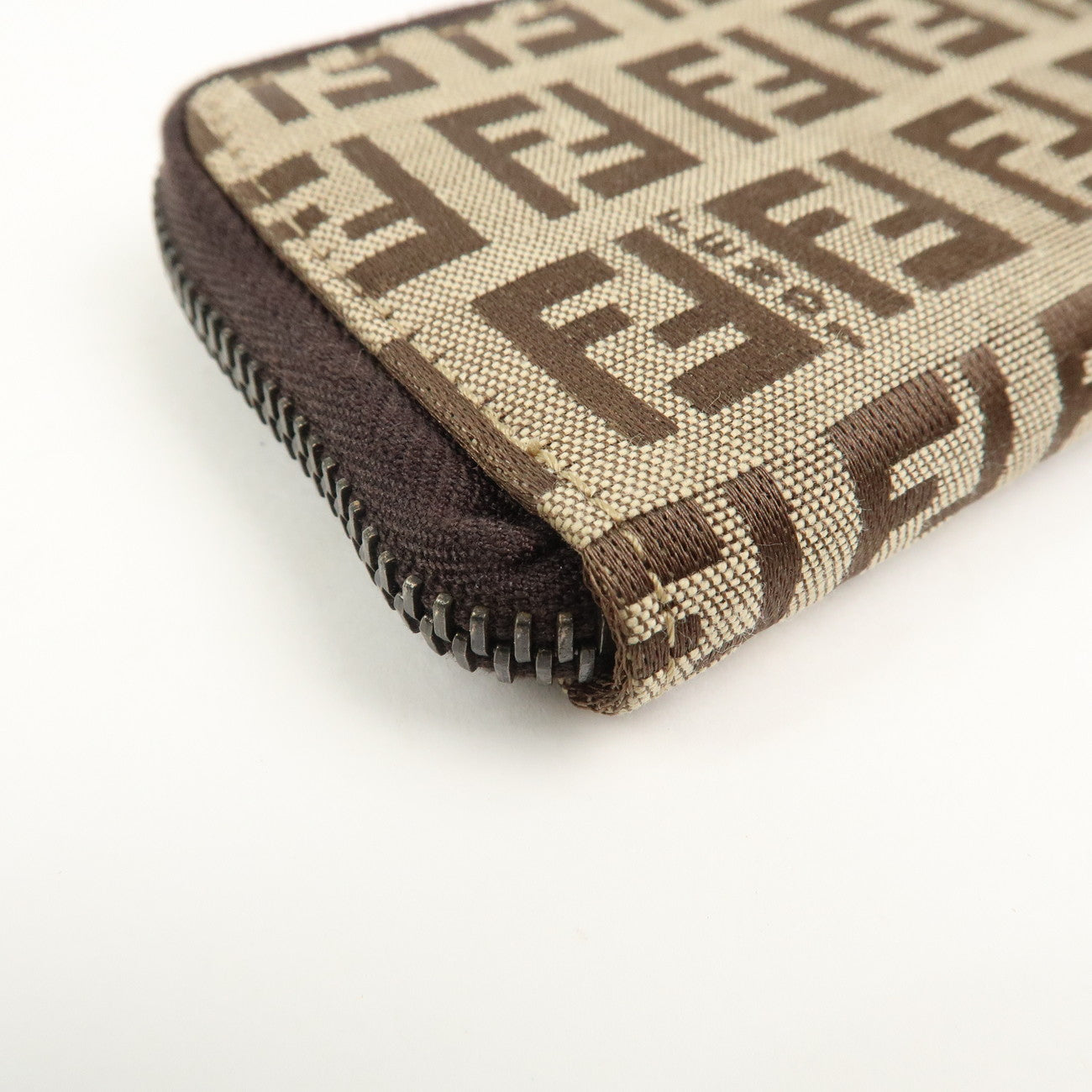 FENDI Zucca Canvas Leather 6 Ring Zippy Key Case Beige 8AP000