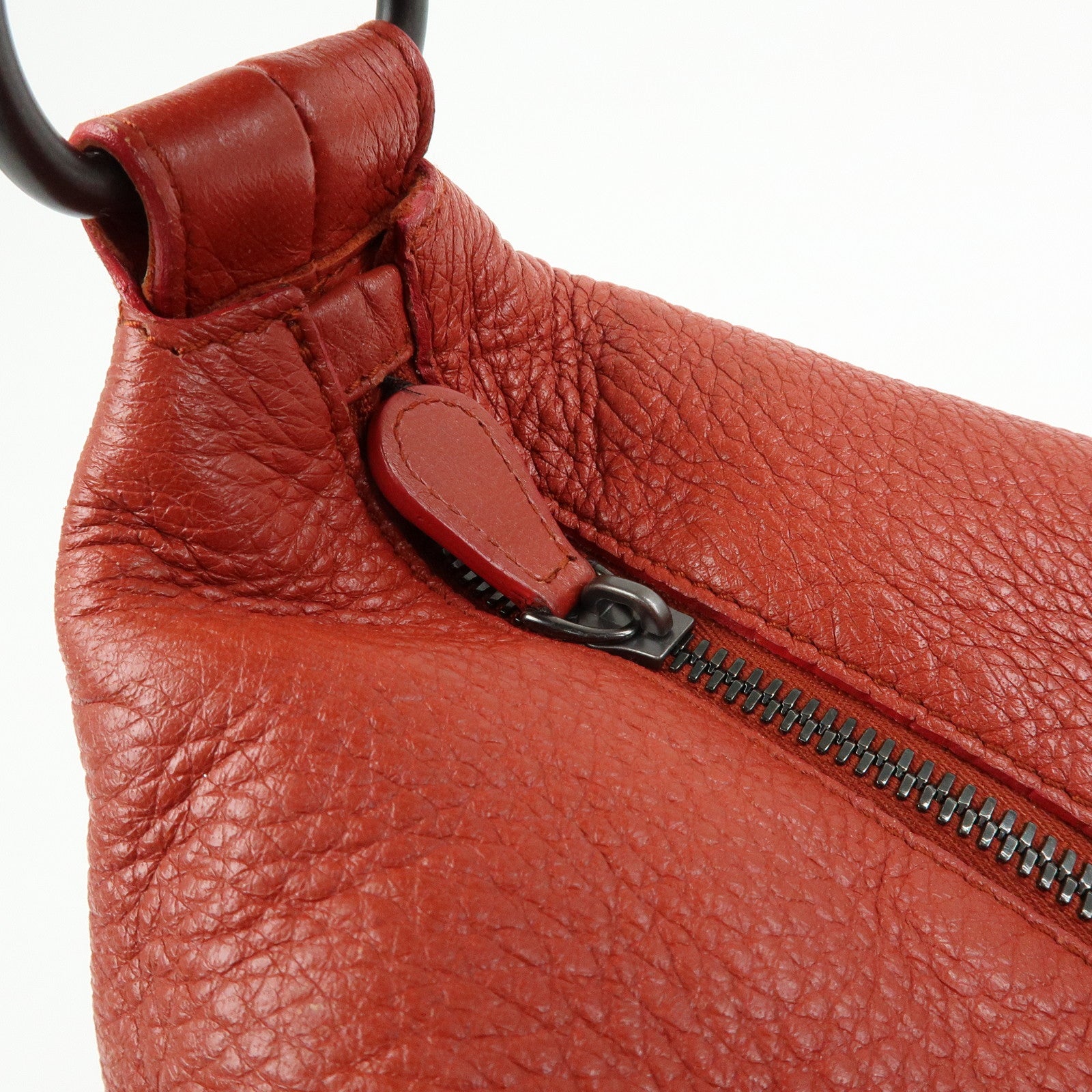 BOTTEGA VENETA Intrecciato Leather Shoulder Bag Red Brown 179331