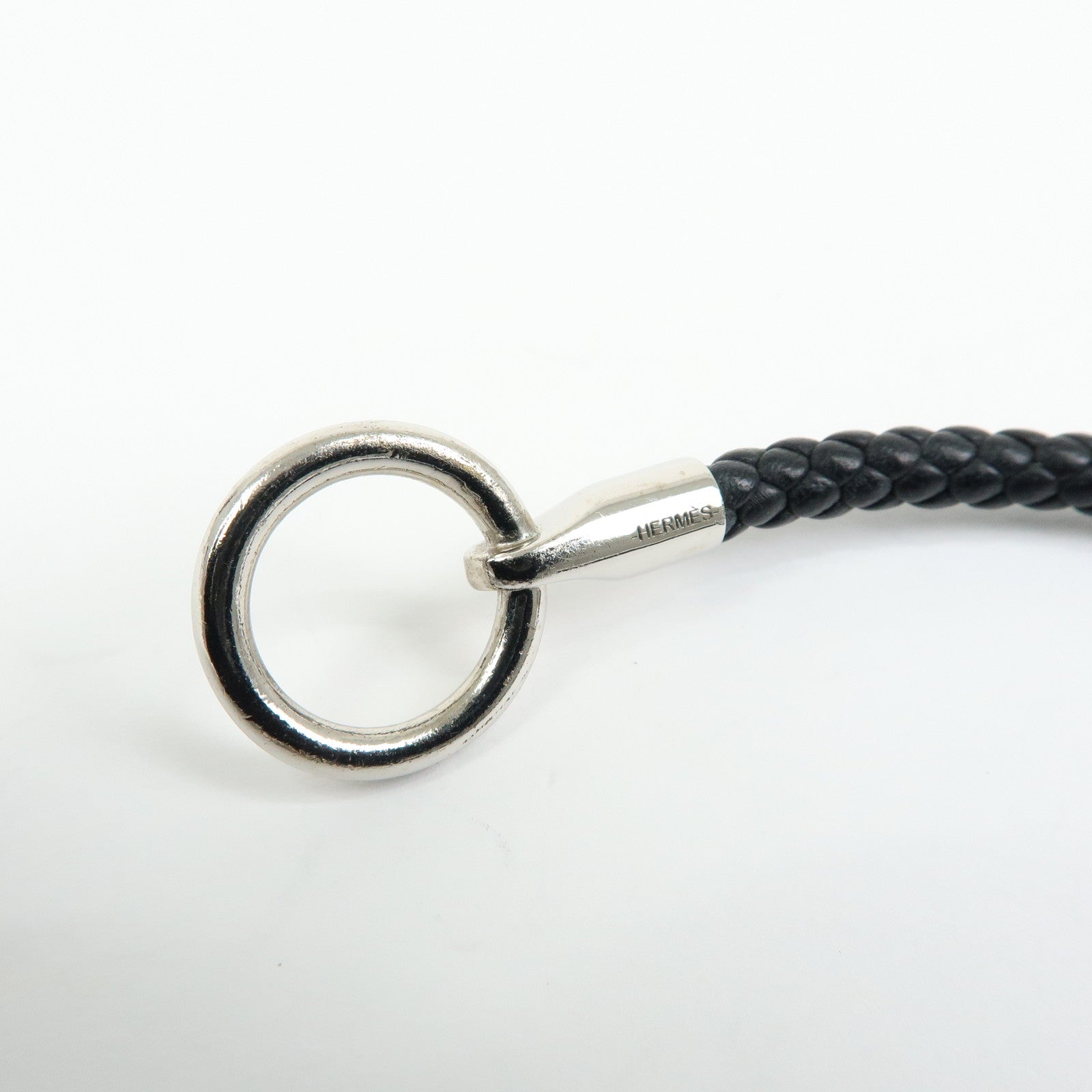 HERMES Glenan H Tresse en Veau Swift Leather Bracelet Black