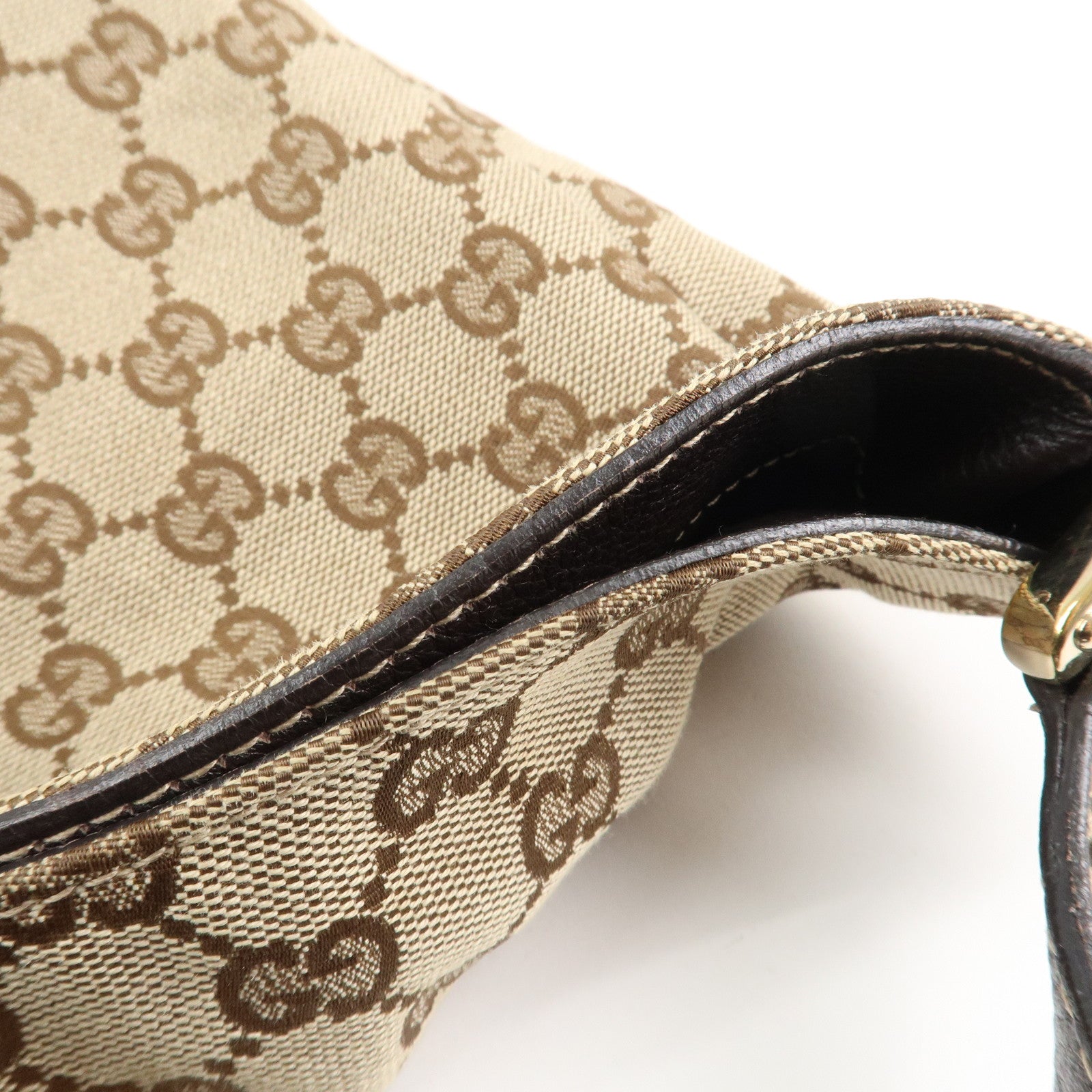 GUCCI GG Canvas Shoulder Bag Hand Bag Beige Brown 211933