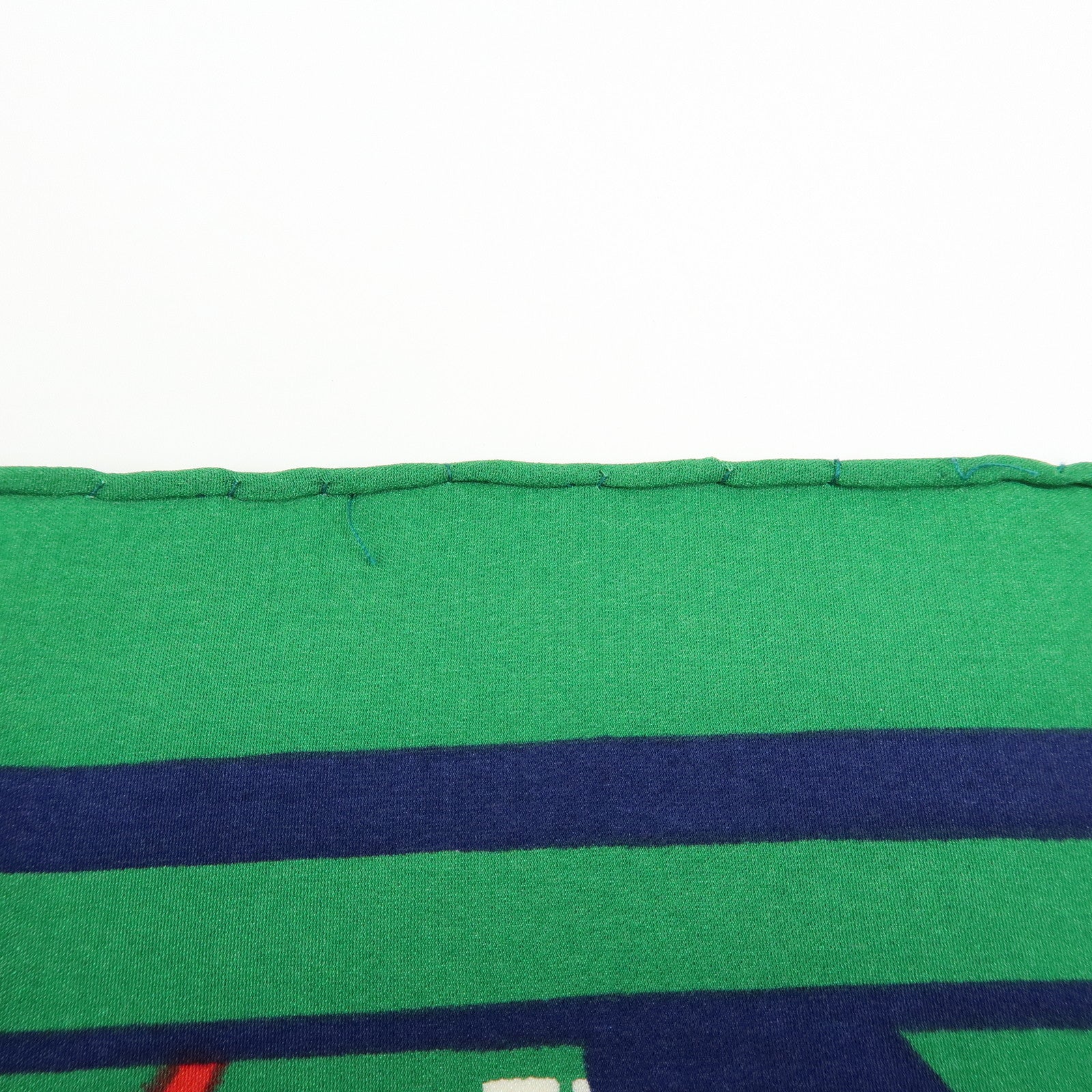 CHANEL COCO Mark Silk100% Scarf Green Navy White Red
