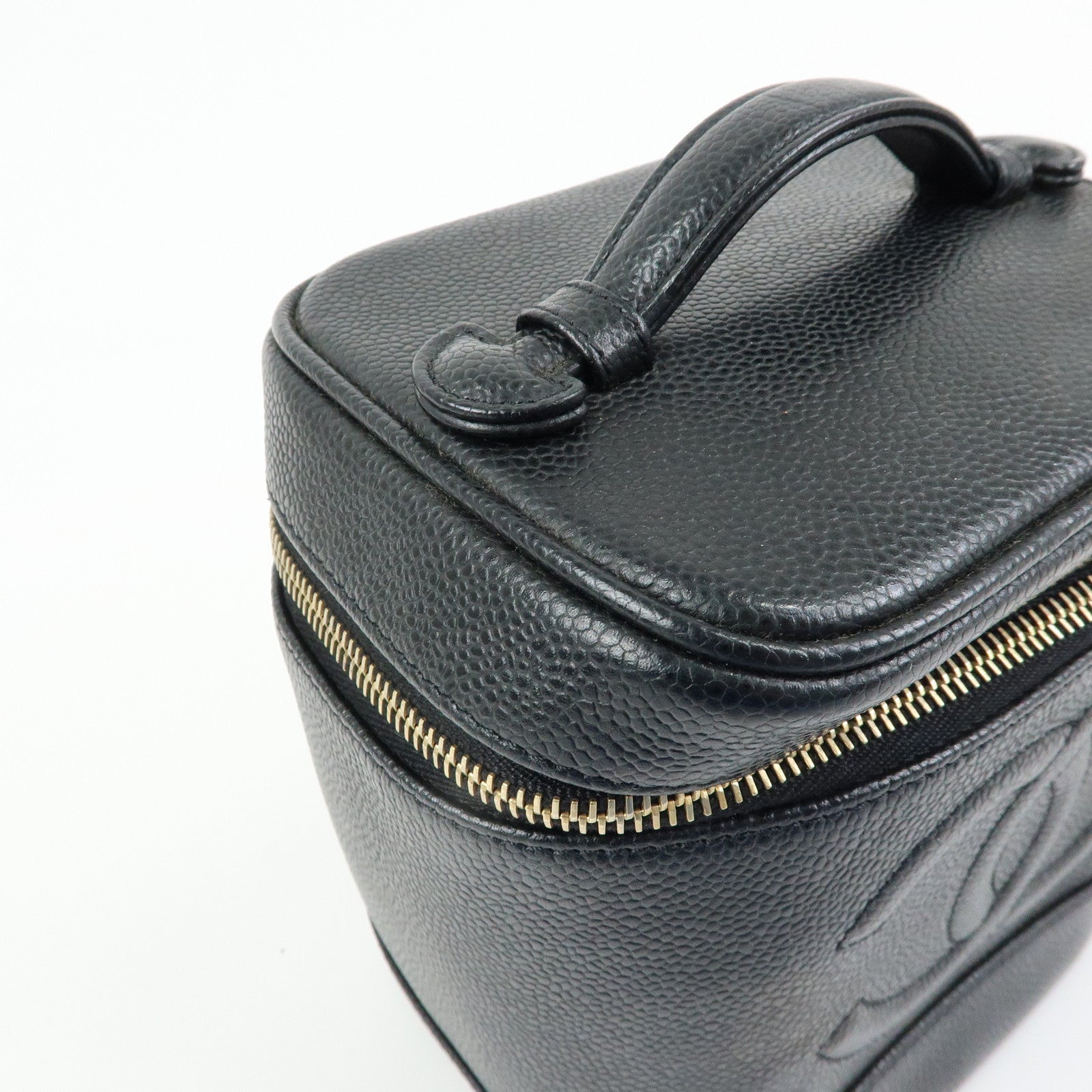CHANEL COCO Mark Caviarskin Vanity Bag Hand Bag Black A01998