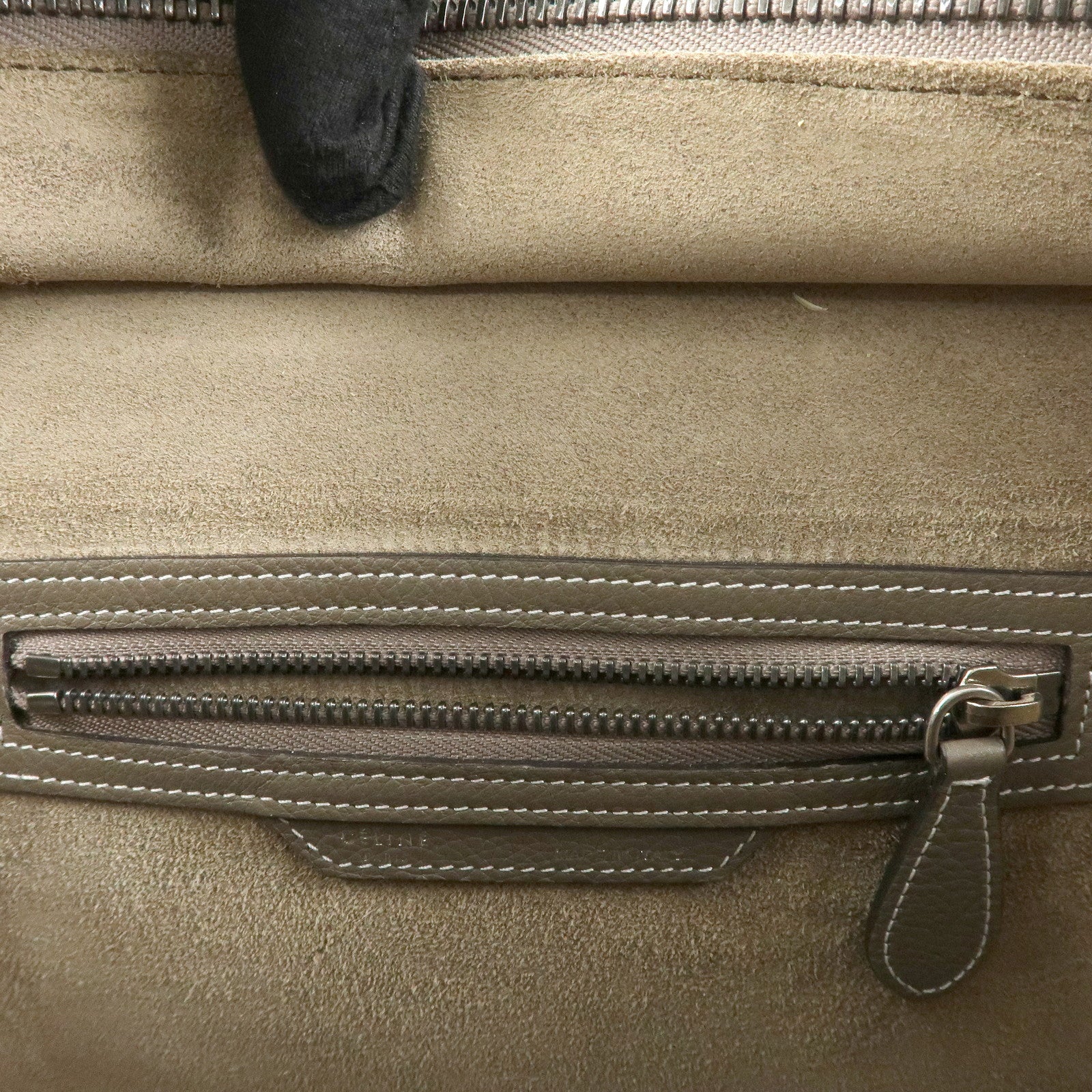 CELINE Luggage Micro Shopper Calf Leather Hand Bag Gray