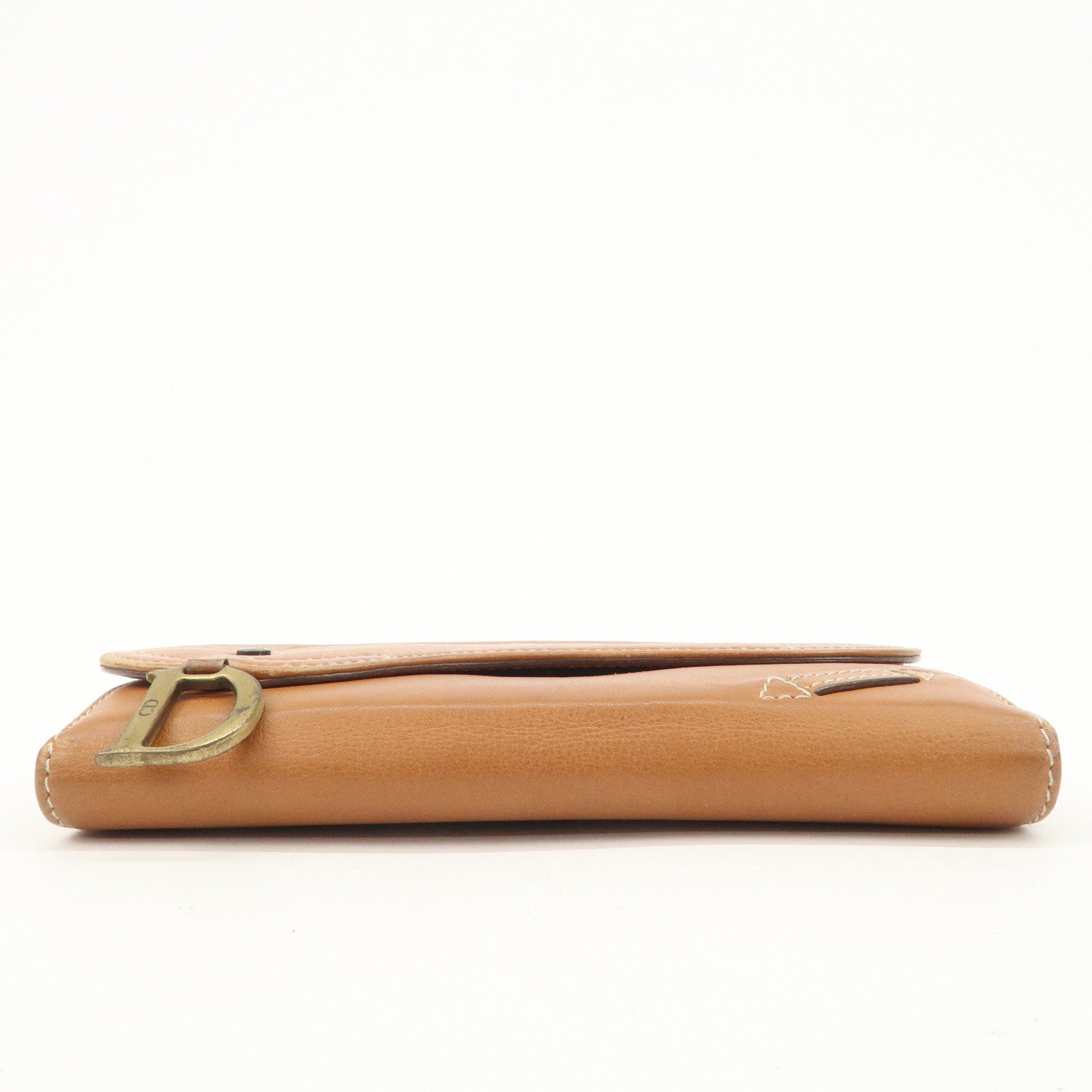Christian Dior Leather Saddle Long Bi-fold Wallet Brown