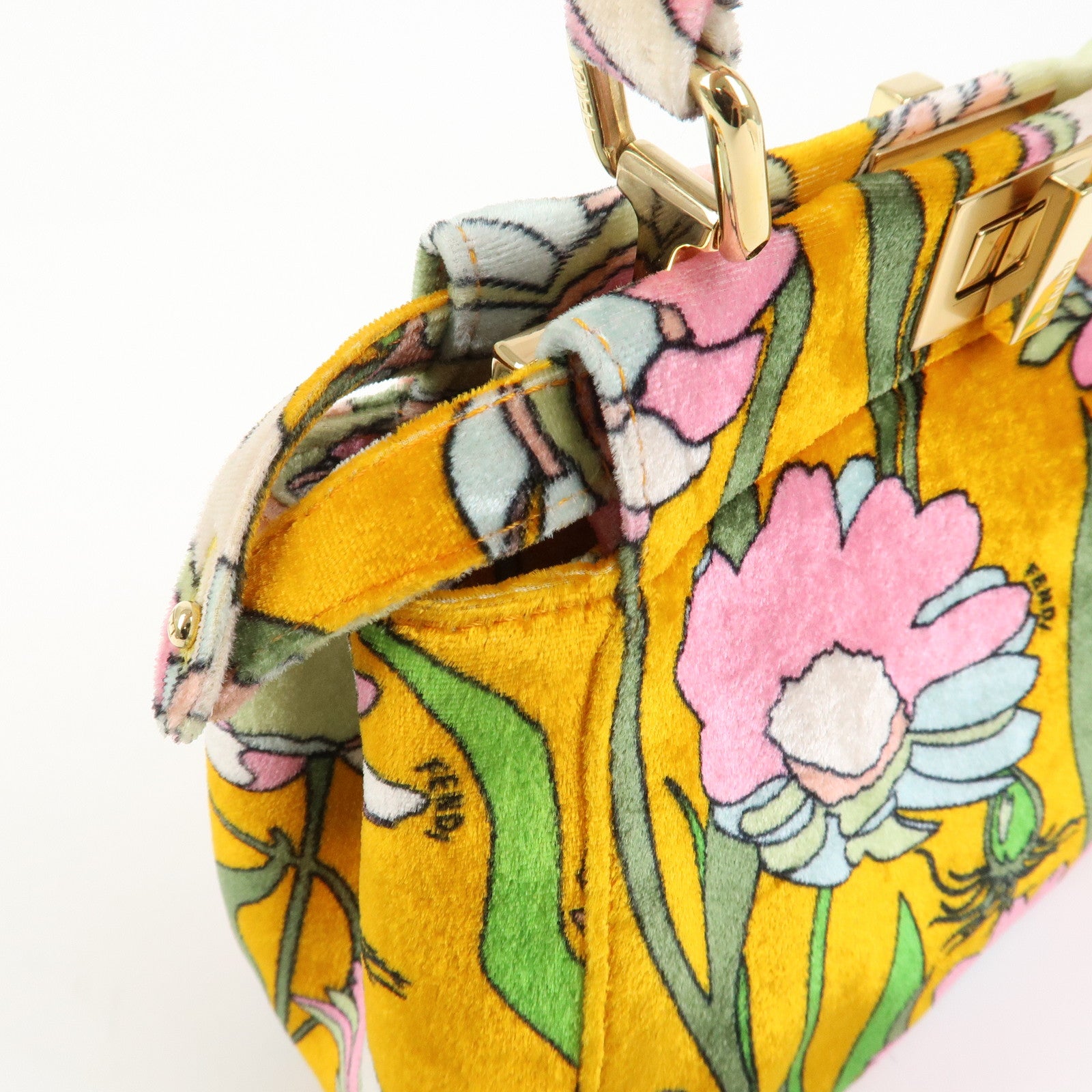 FENDI Peekaboo Small Velour 2Way Shoulder Bag Hand Bag BN244