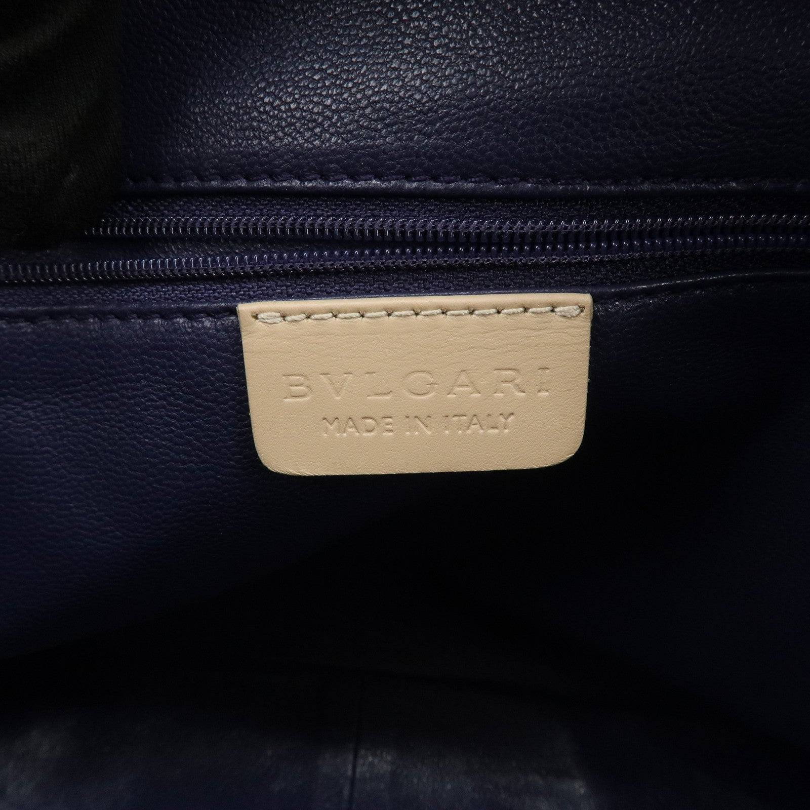 BVLGARI Logo Leather Hand Bag Shoulder Bag Beige