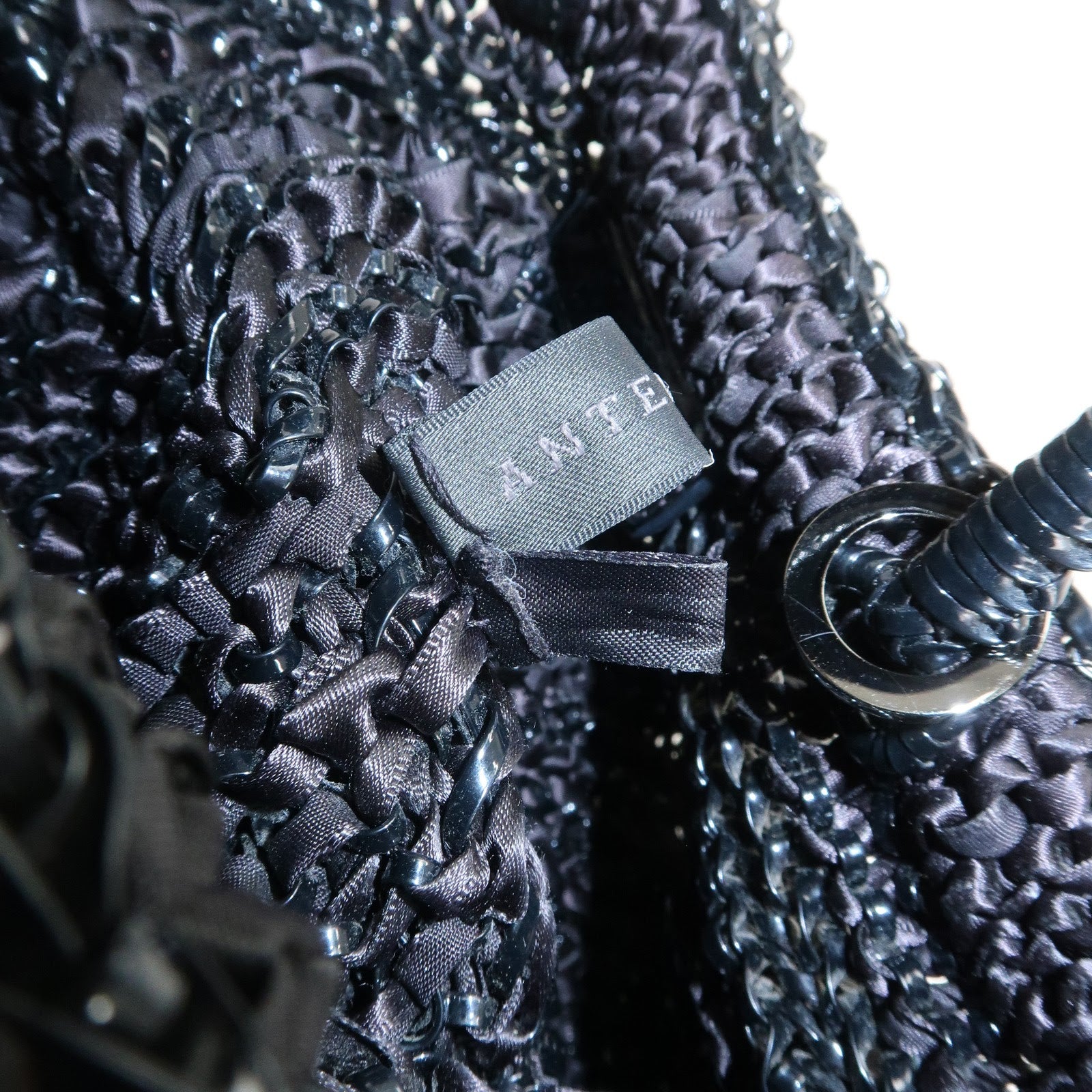 ANTEPRIMA Wire Bag PVC 2Way Bag Hand Bag Shoulder Bag Ribbon Black