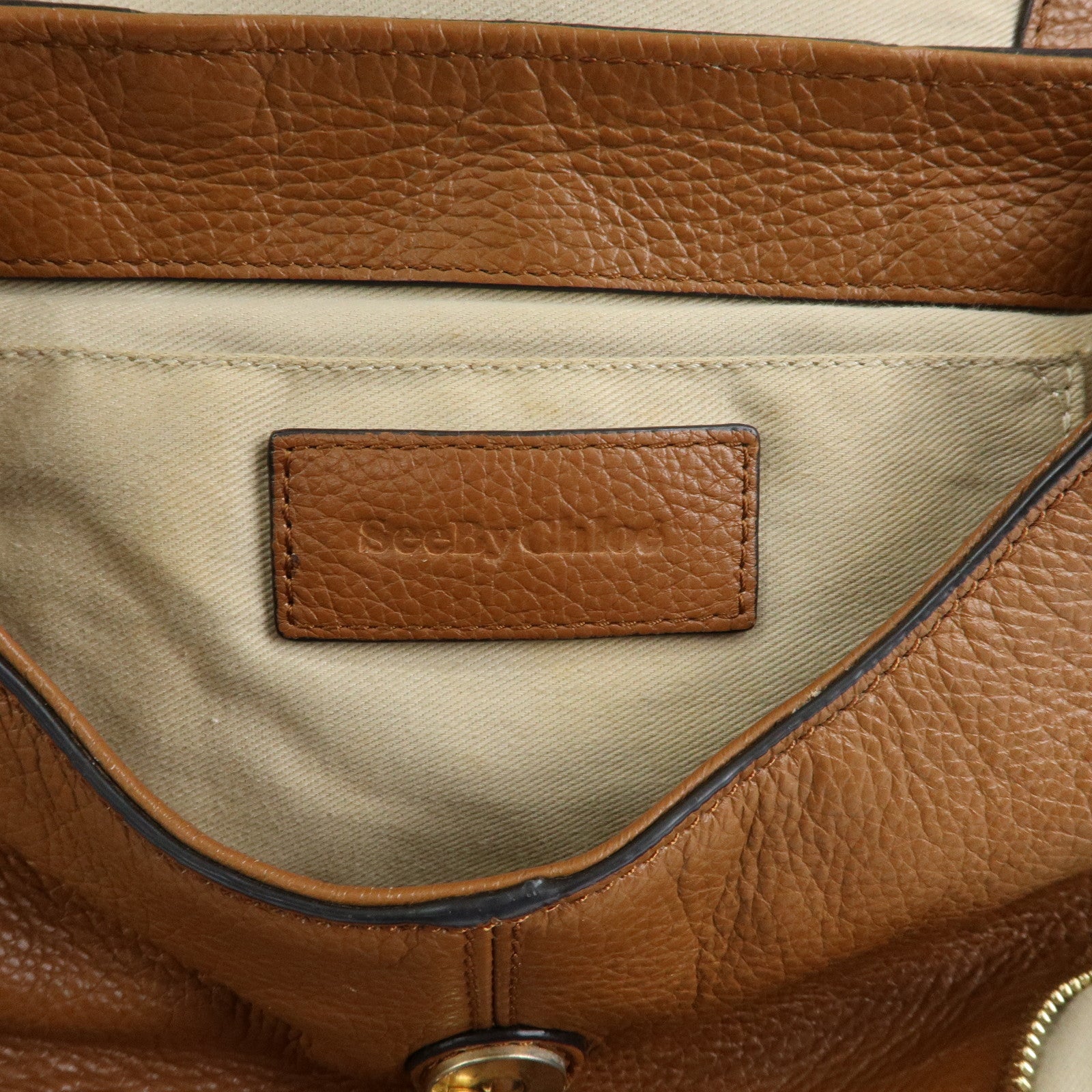Chloe See By Chloe Leather Backpack Rucksack Camel