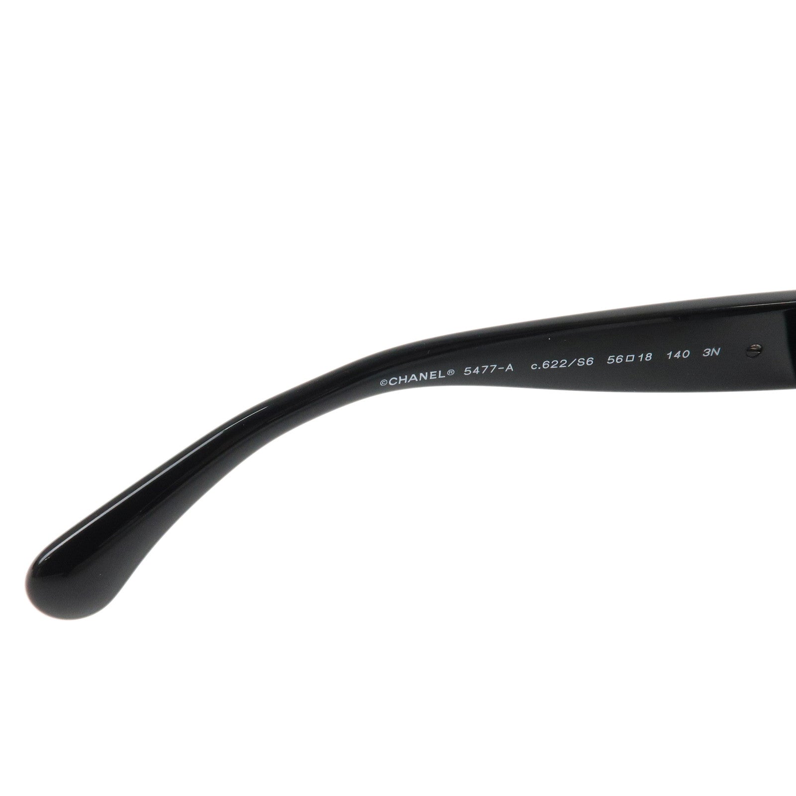 CHANEL Heart Pearl Plastic Sunglasses 56□18 Black Used