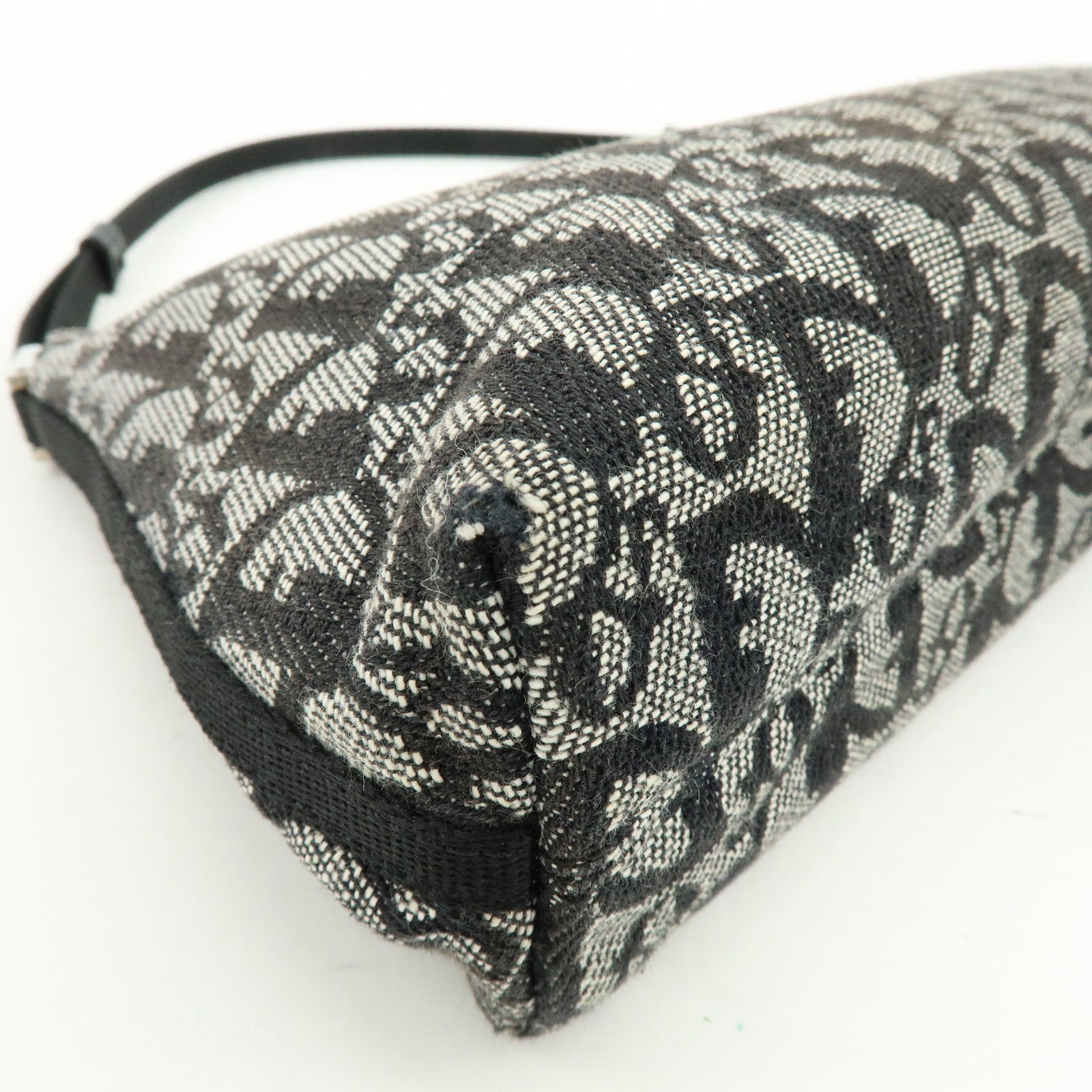 Christian Dior Trotter Jacquard Leather Shoulder Bag Black