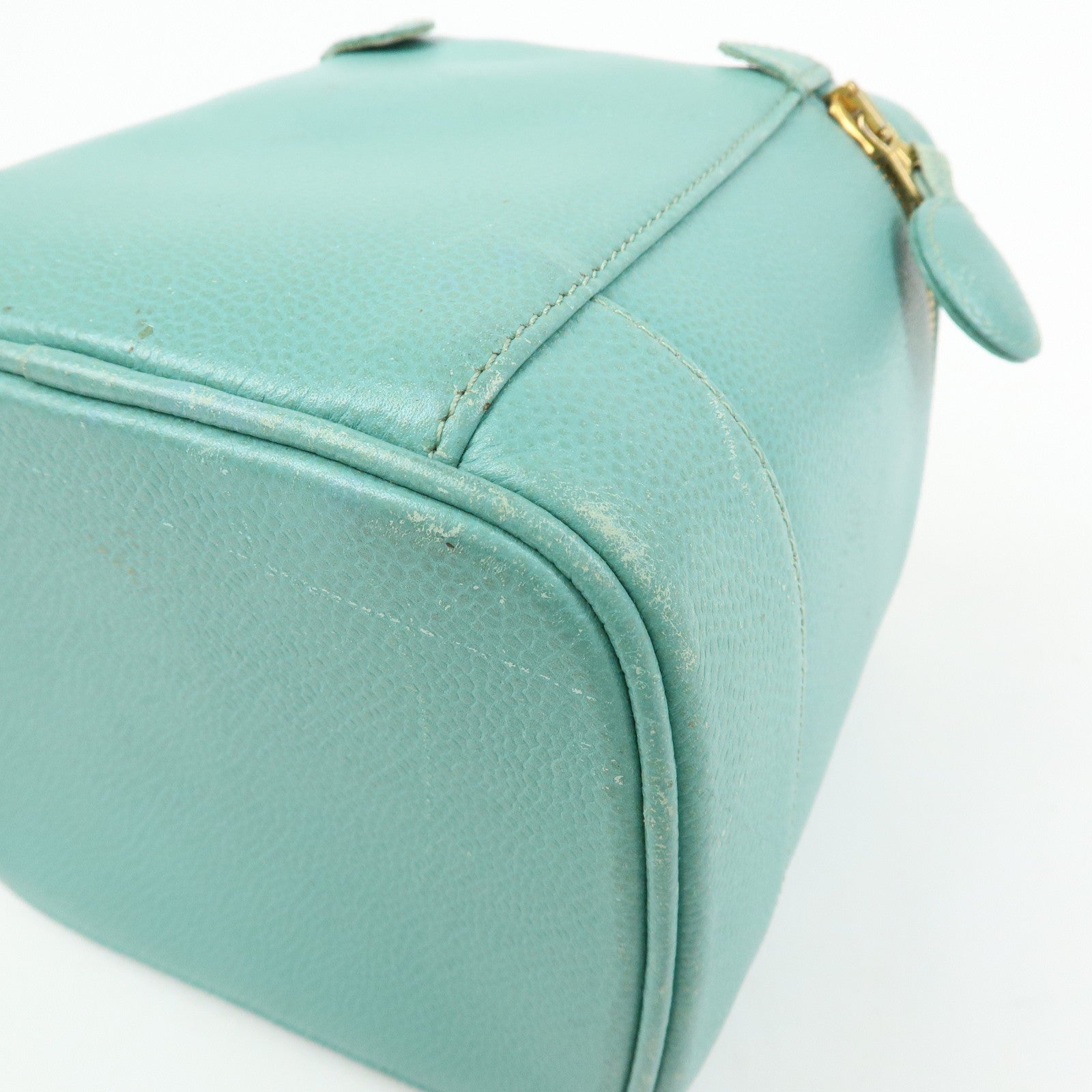 CHANEL COCO Mark Caviarskin Vanity Bag Hand Bag Light Blue A01998