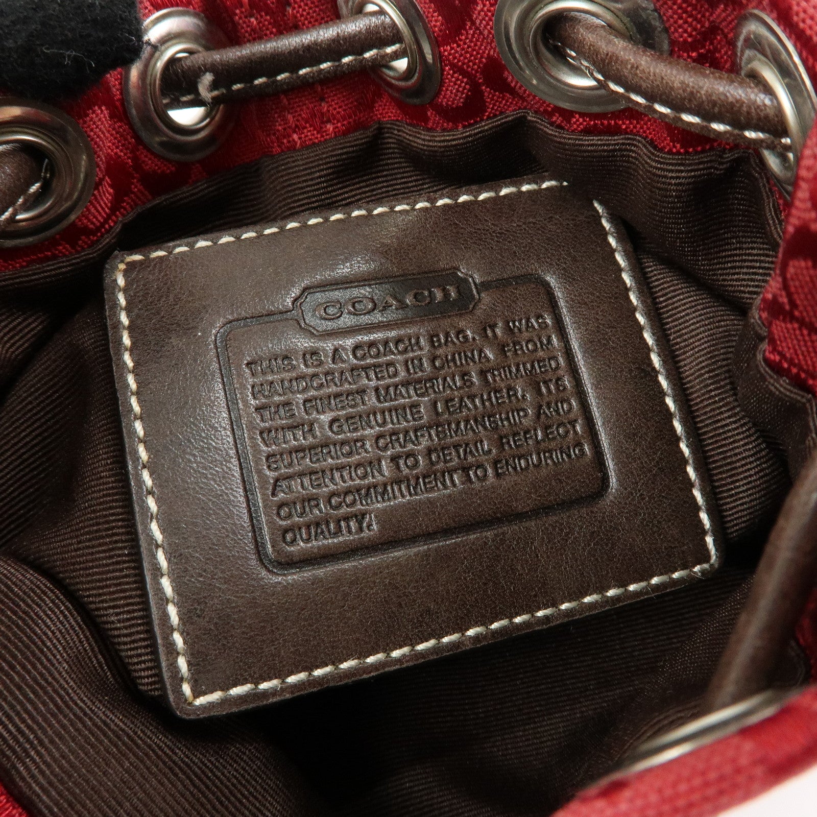 COACH Signature Set of 3 Pouch Cosmetic Case Red Brown Multicolor