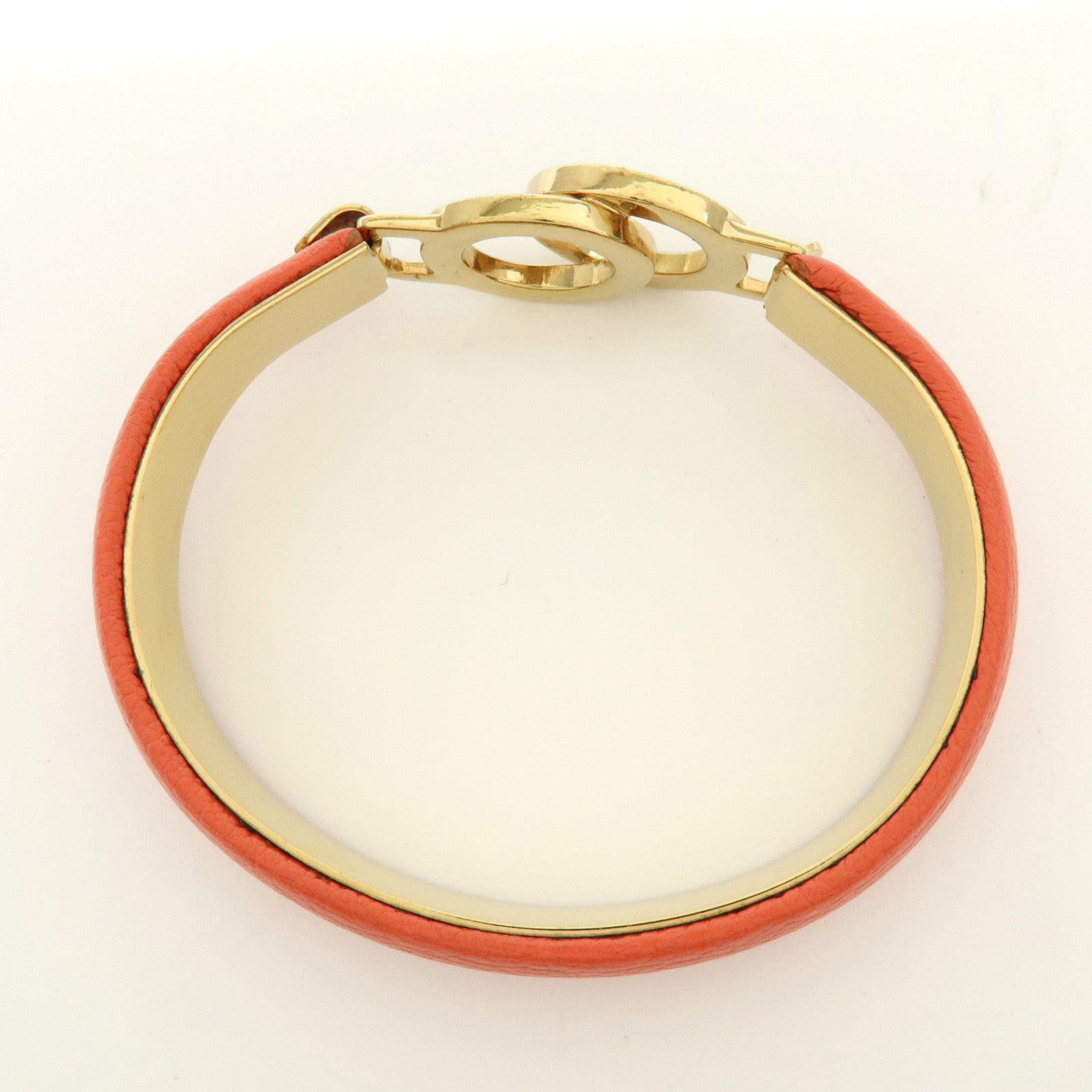 BVLGARI BVLGARI Logo Metal Leather Bracelet Gold Coral