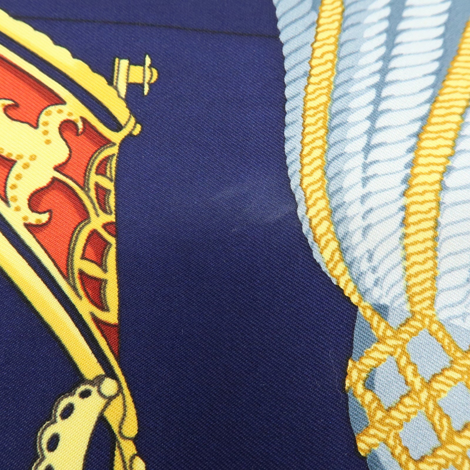 HERMES Carre 90 Silk 100% LES MUSEROLLES Scarf Navy
