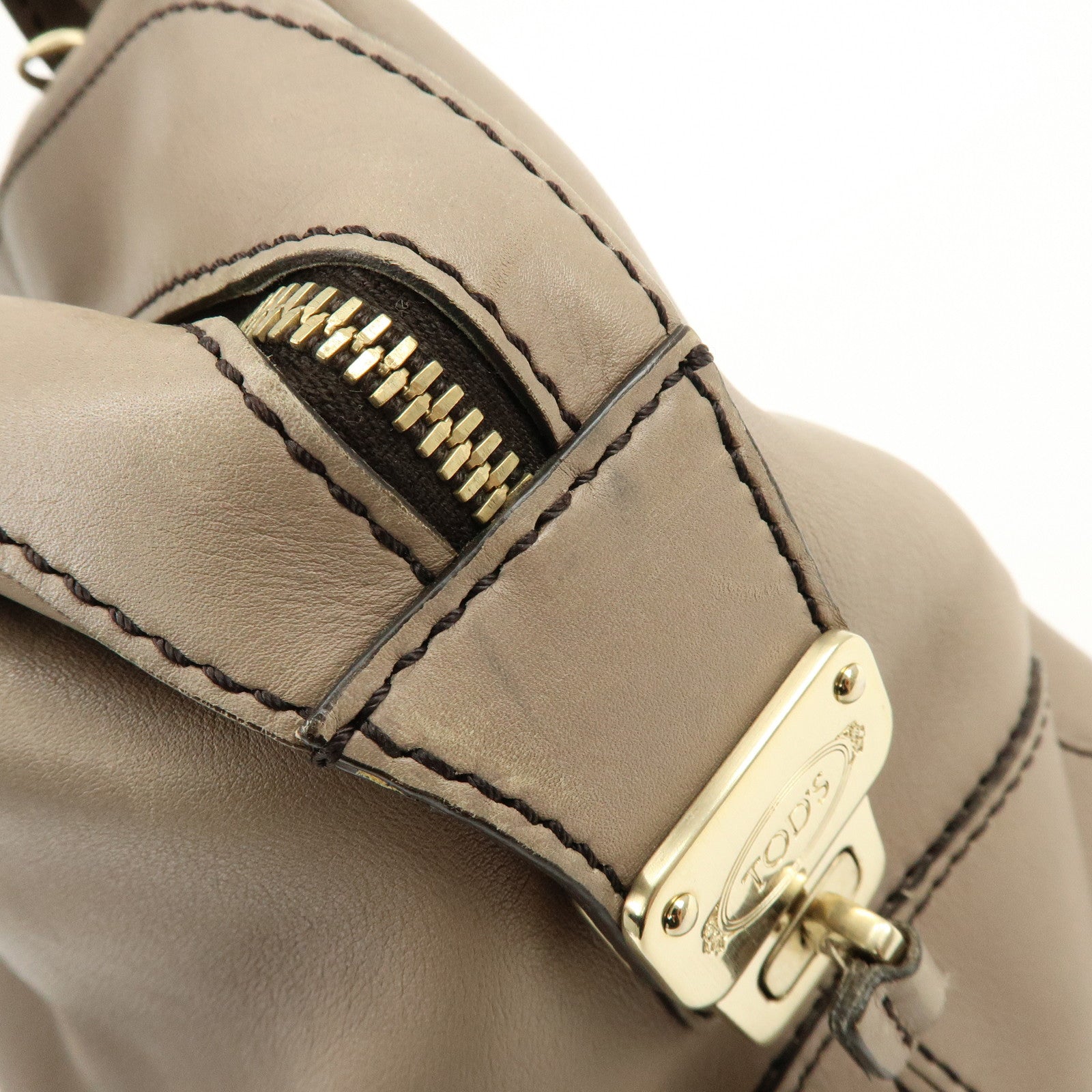 TOD'S  D Styling Leather 2Way Bag Hand Bag Shoulder Bag Gray