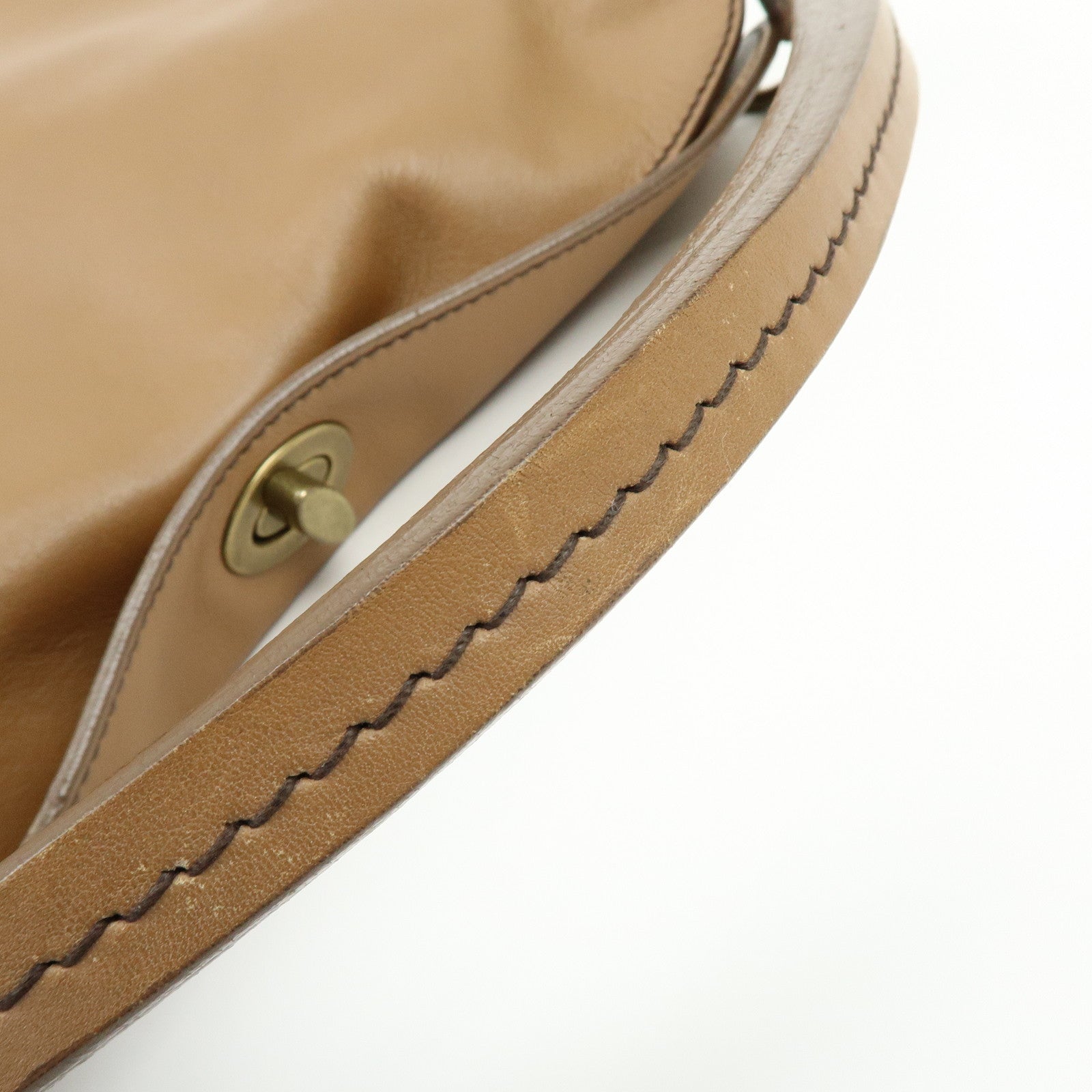 MIU MIU Logo Leather Shoulder Bag Hand Bag Brown