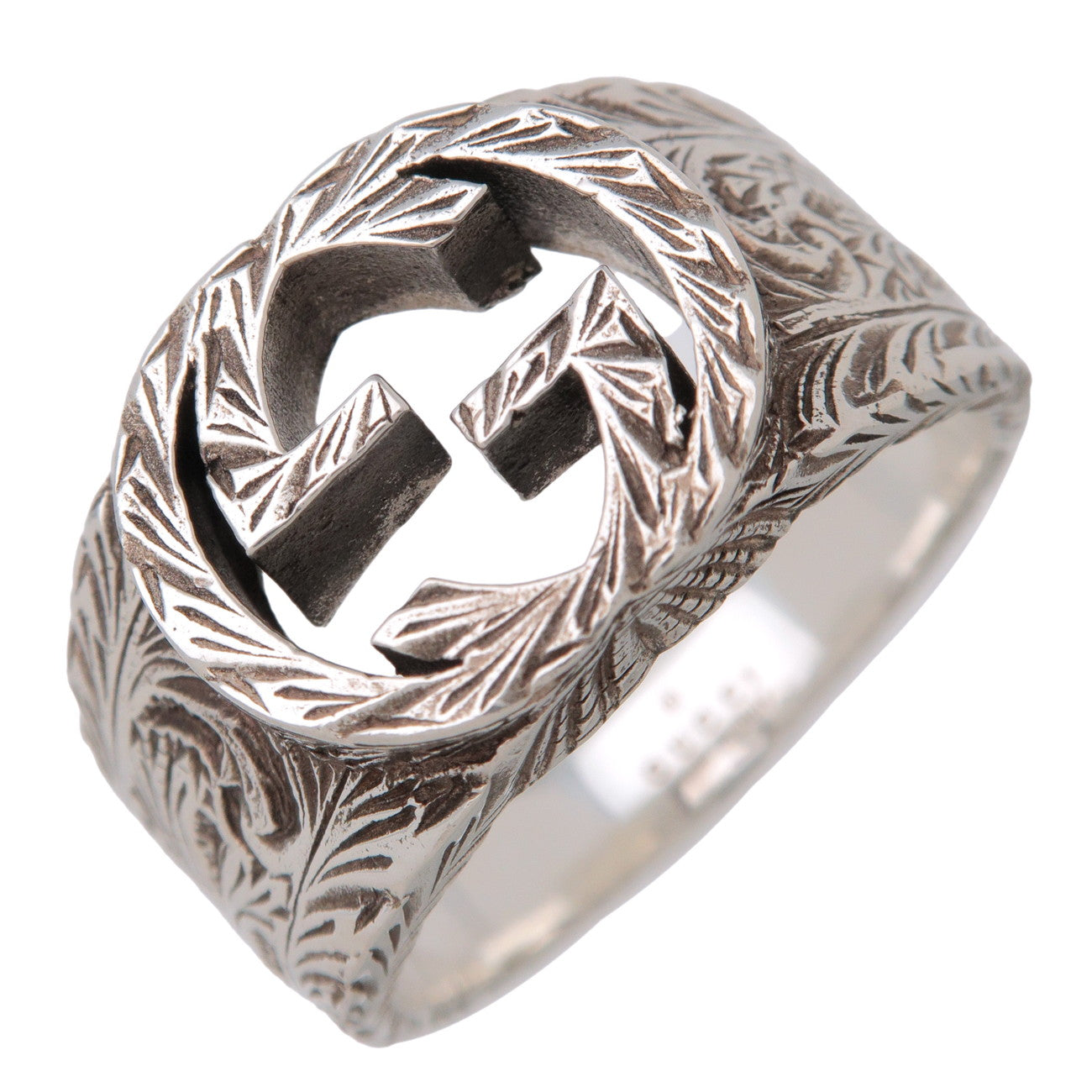 GUCCI Interlocking G Arabesque Ring SV925 Silver #25 US11 EU65 HK25