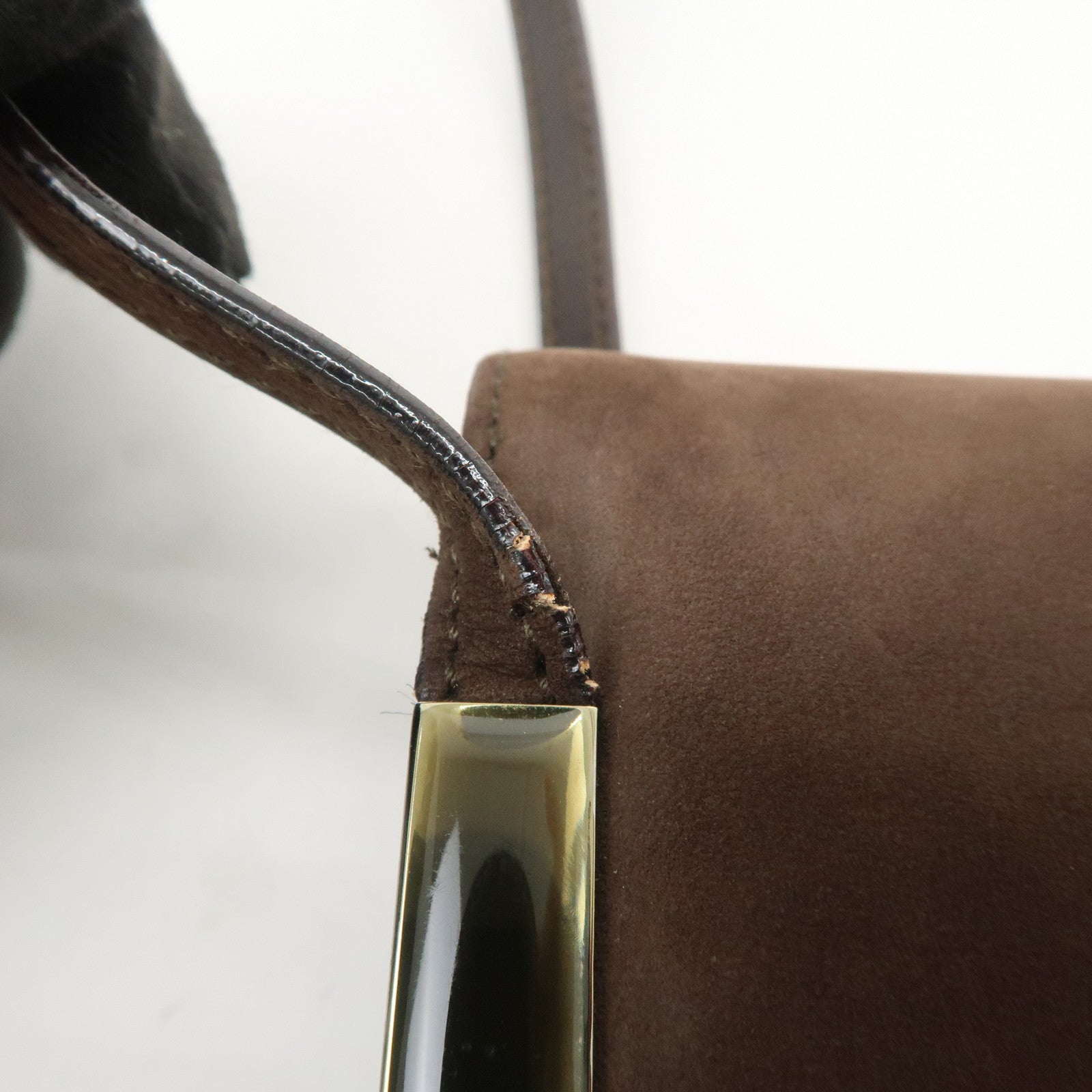 Ferragamo Leather Shoulder Bag Hand Bag Brown