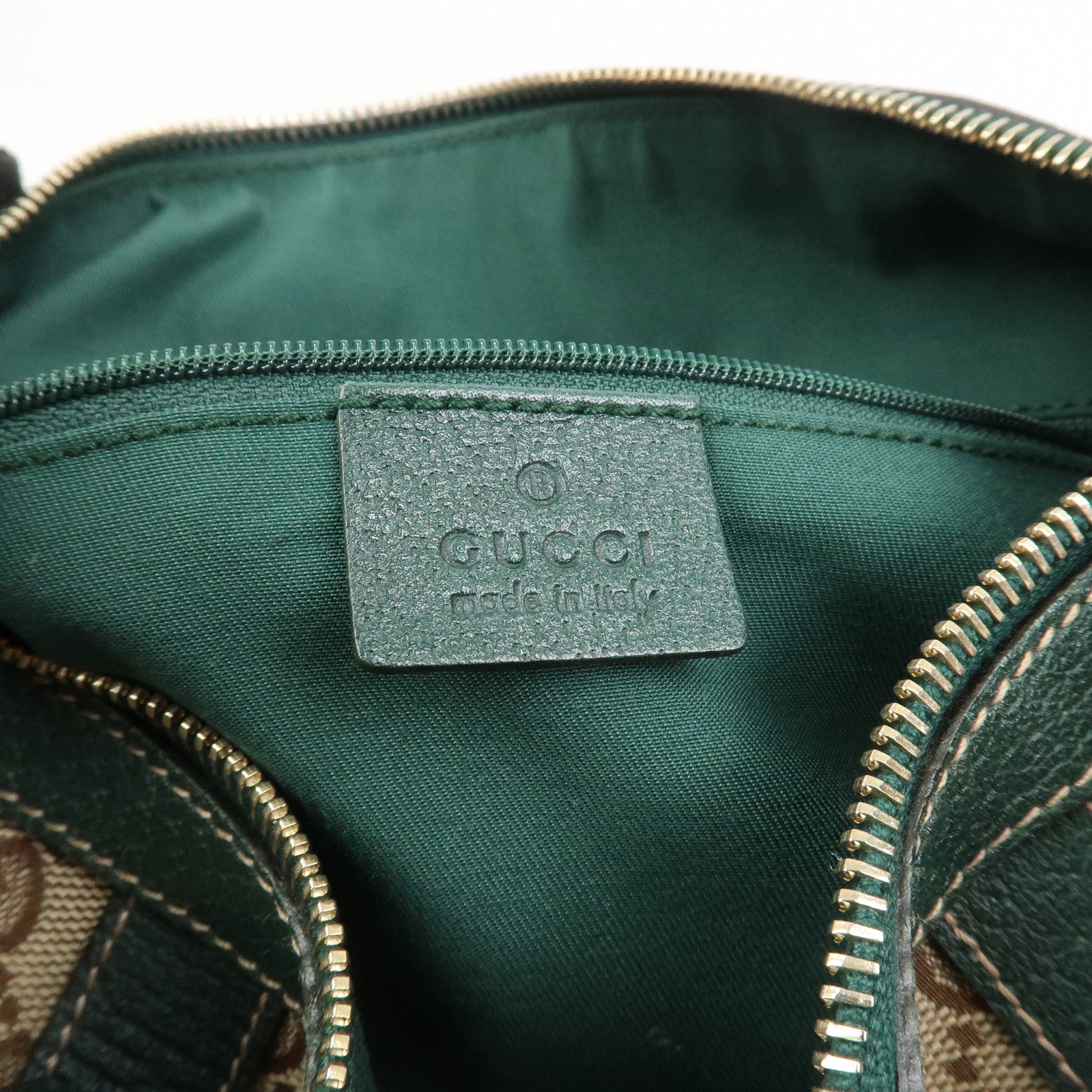 GUCCI Abbey GG Canvas Leather Mini Boston Bag Beige Green 130942